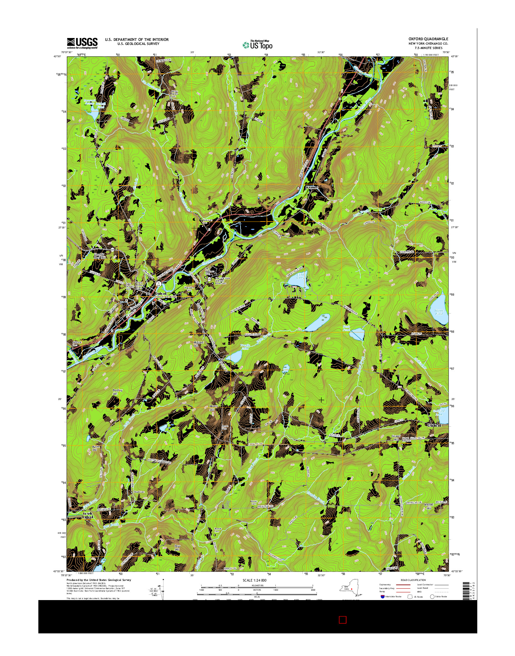 USGS US TOPO 7.5-MINUTE MAP FOR OXFORD, NY 2016