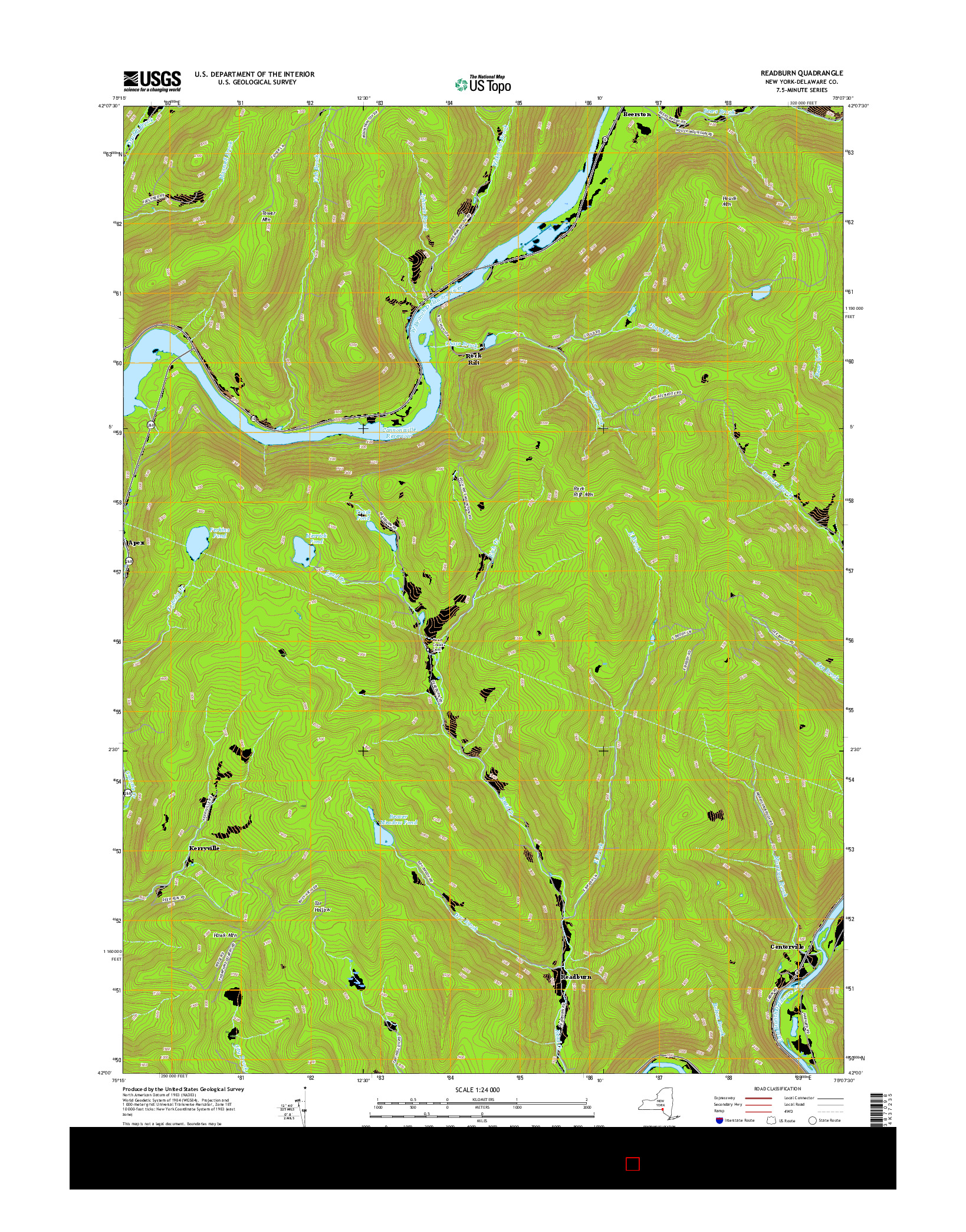 USGS US TOPO 7.5-MINUTE MAP FOR READBURN, NY 2016