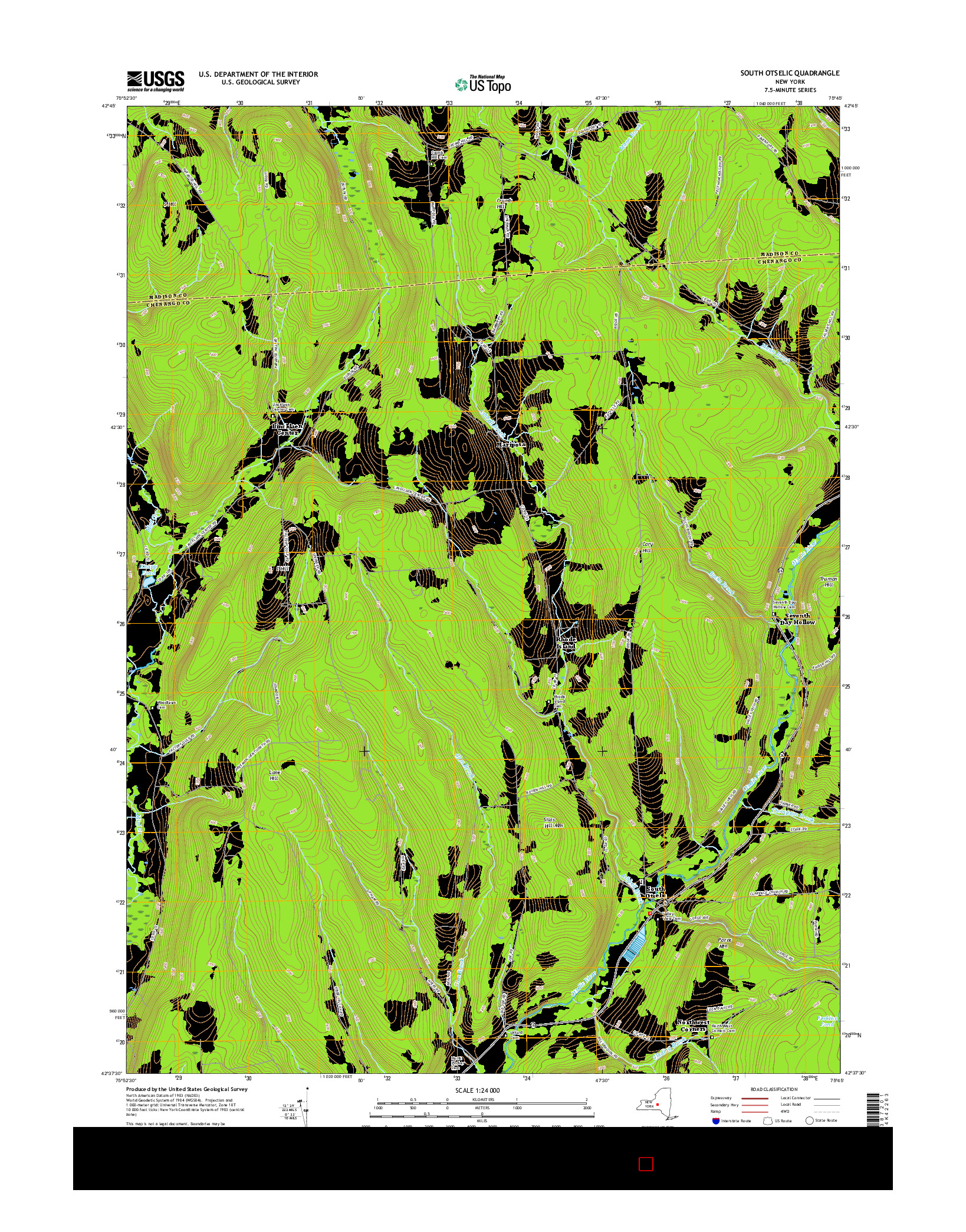 USGS US TOPO 7.5-MINUTE MAP FOR SOUTH OTSELIC, NY 2016