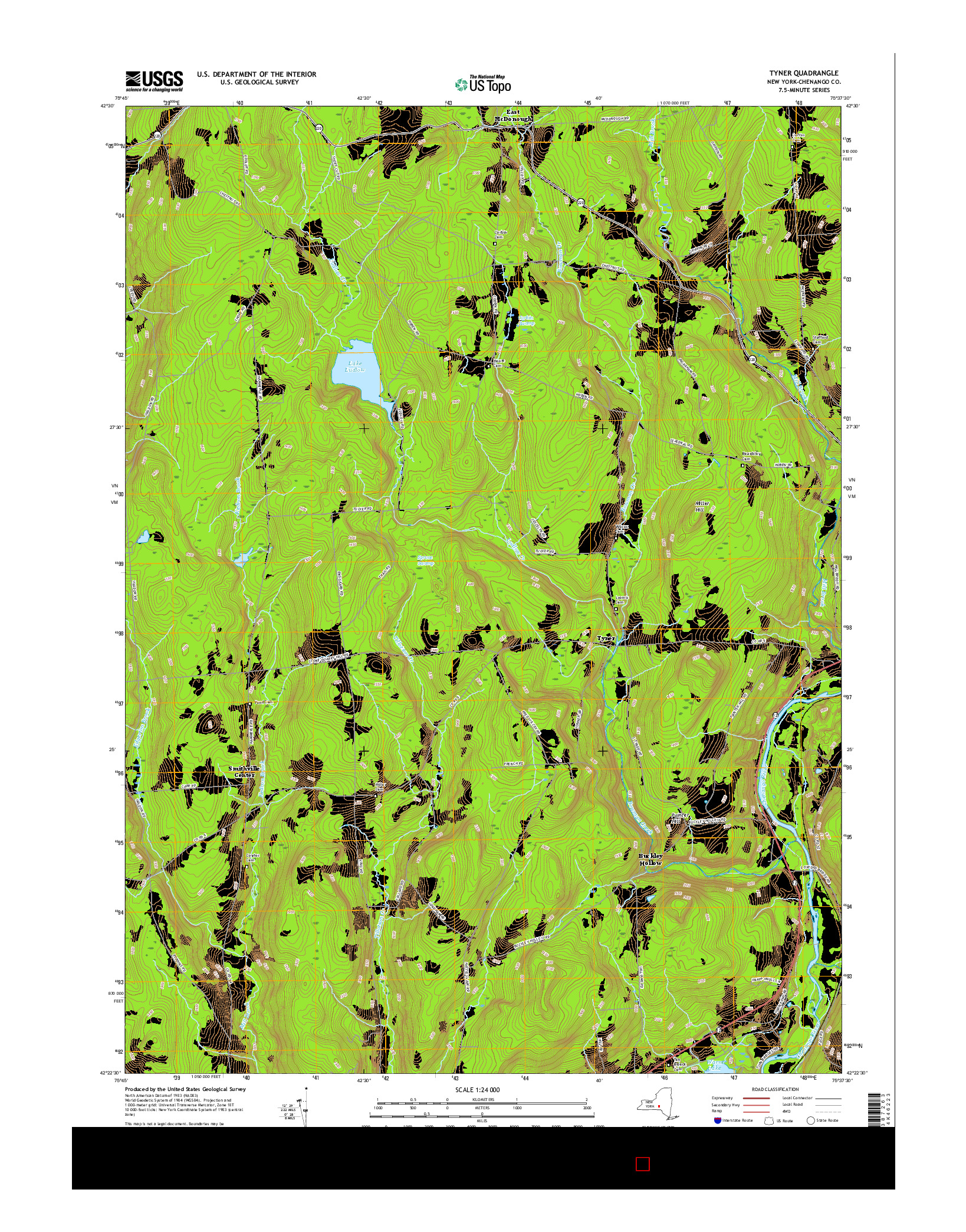 USGS US TOPO 7.5-MINUTE MAP FOR TYNER, NY 2016