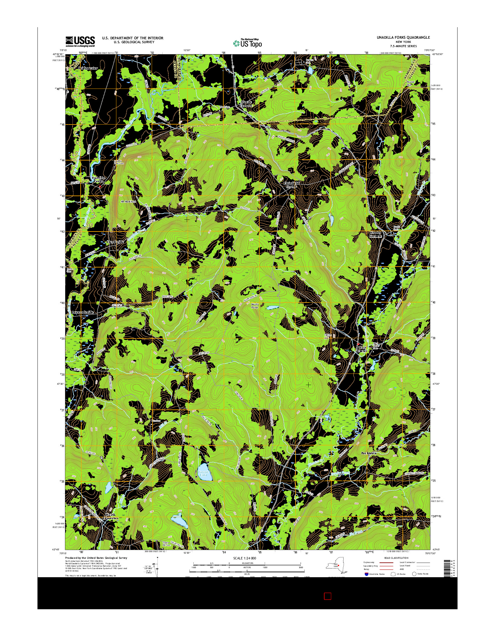 USGS US TOPO 7.5-MINUTE MAP FOR UNADILLA FORKS, NY 2016