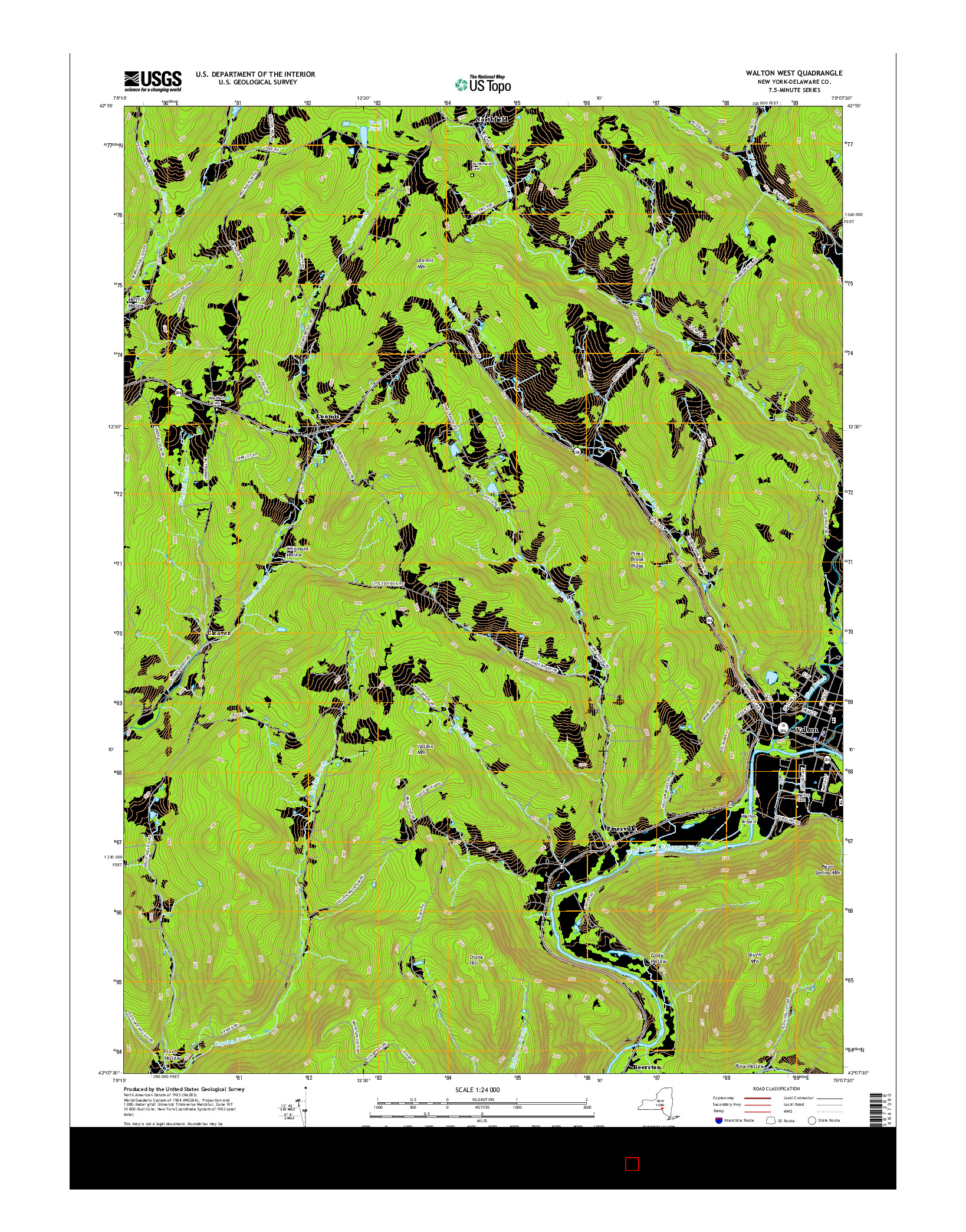 USGS US TOPO 7.5-MINUTE MAP FOR WALTON WEST, NY 2016