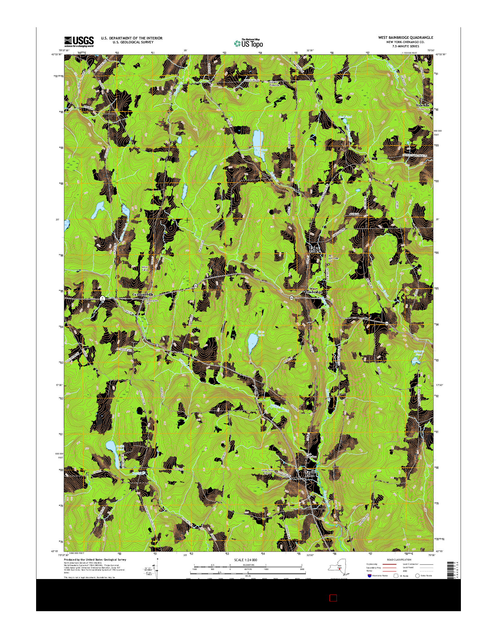 USGS US TOPO 7.5-MINUTE MAP FOR WEST BAINBRIDGE, NY 2016