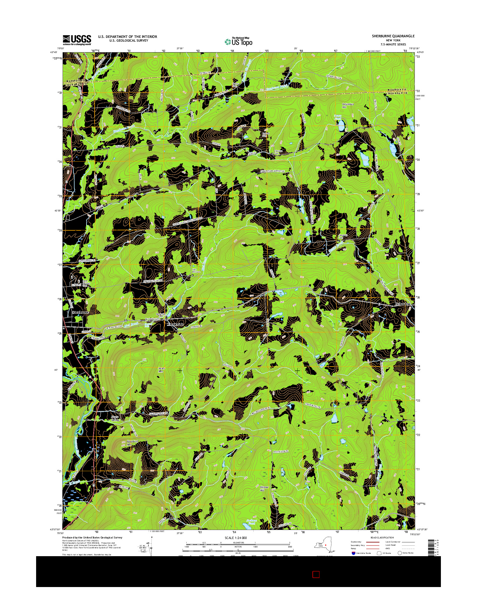 USGS US TOPO 7.5-MINUTE MAP FOR SHERBURNE, NY 2016