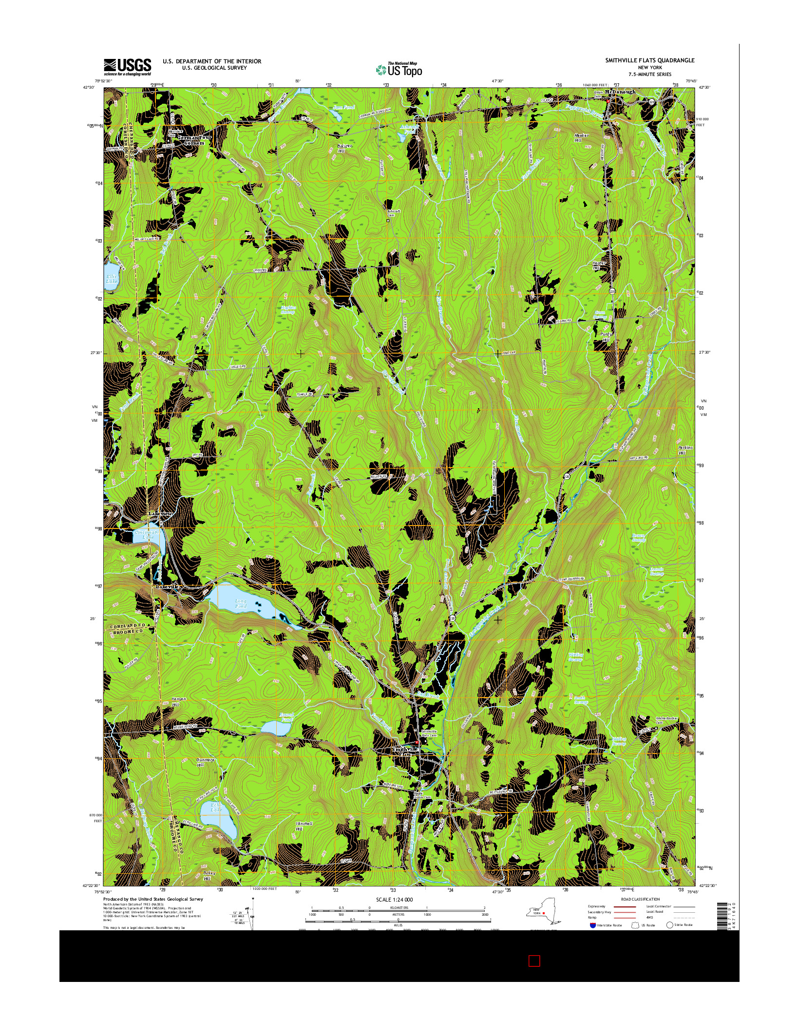 USGS US TOPO 7.5-MINUTE MAP FOR SMITHVILLE FLATS, NY 2016