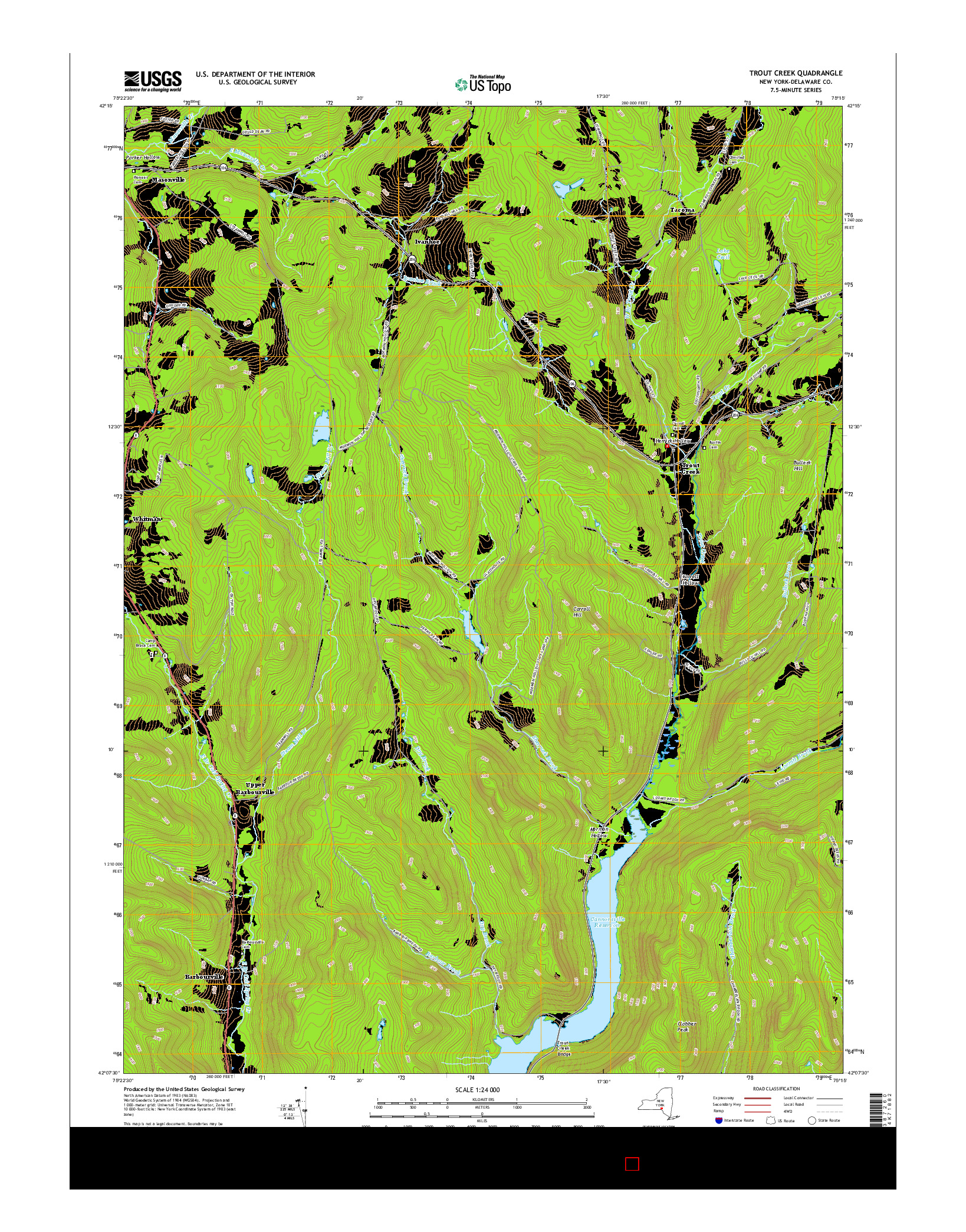 USGS US TOPO 7.5-MINUTE MAP FOR TROUT CREEK, NY 2016