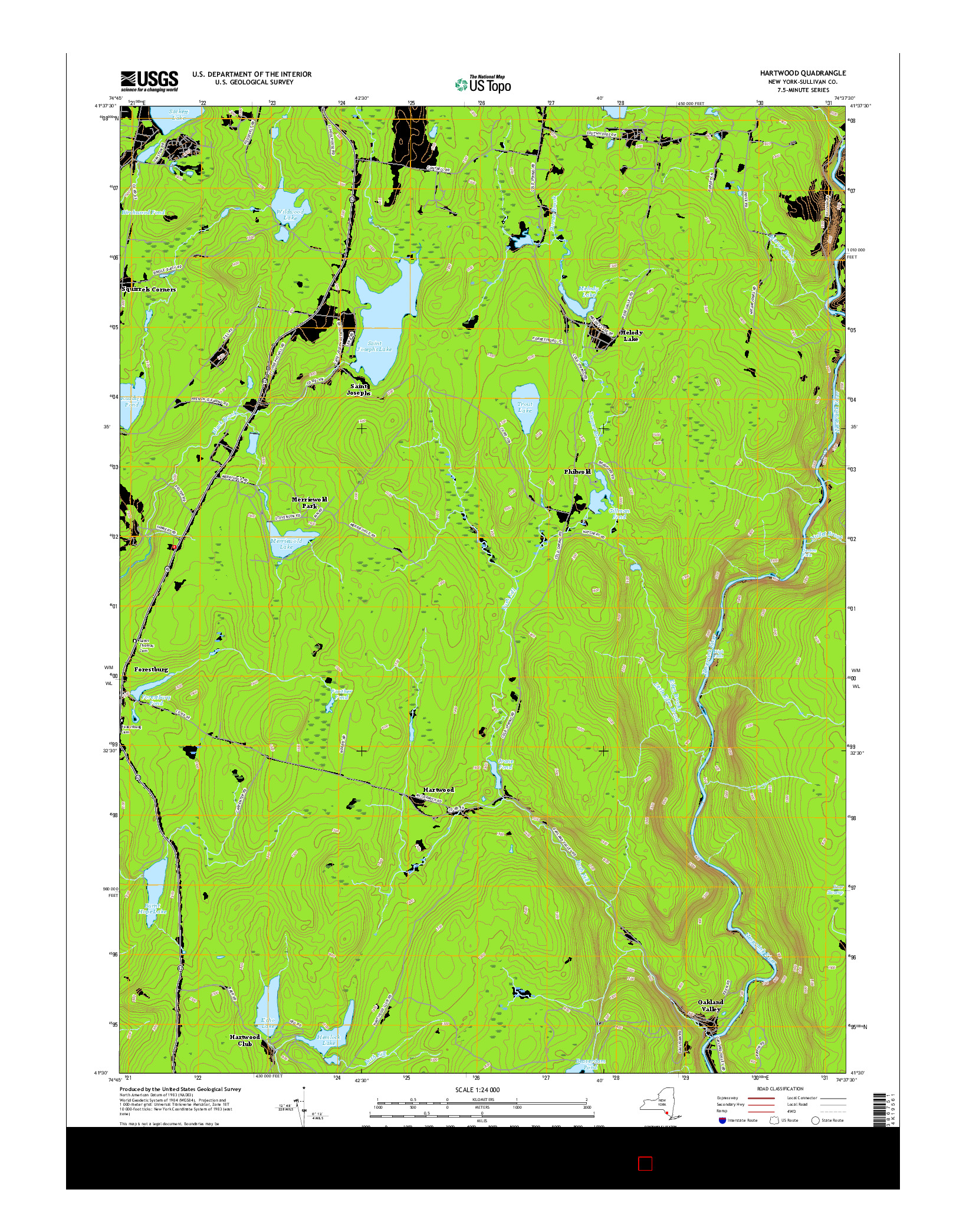 USGS US TOPO 7.5-MINUTE MAP FOR HARTWOOD, NY 2016