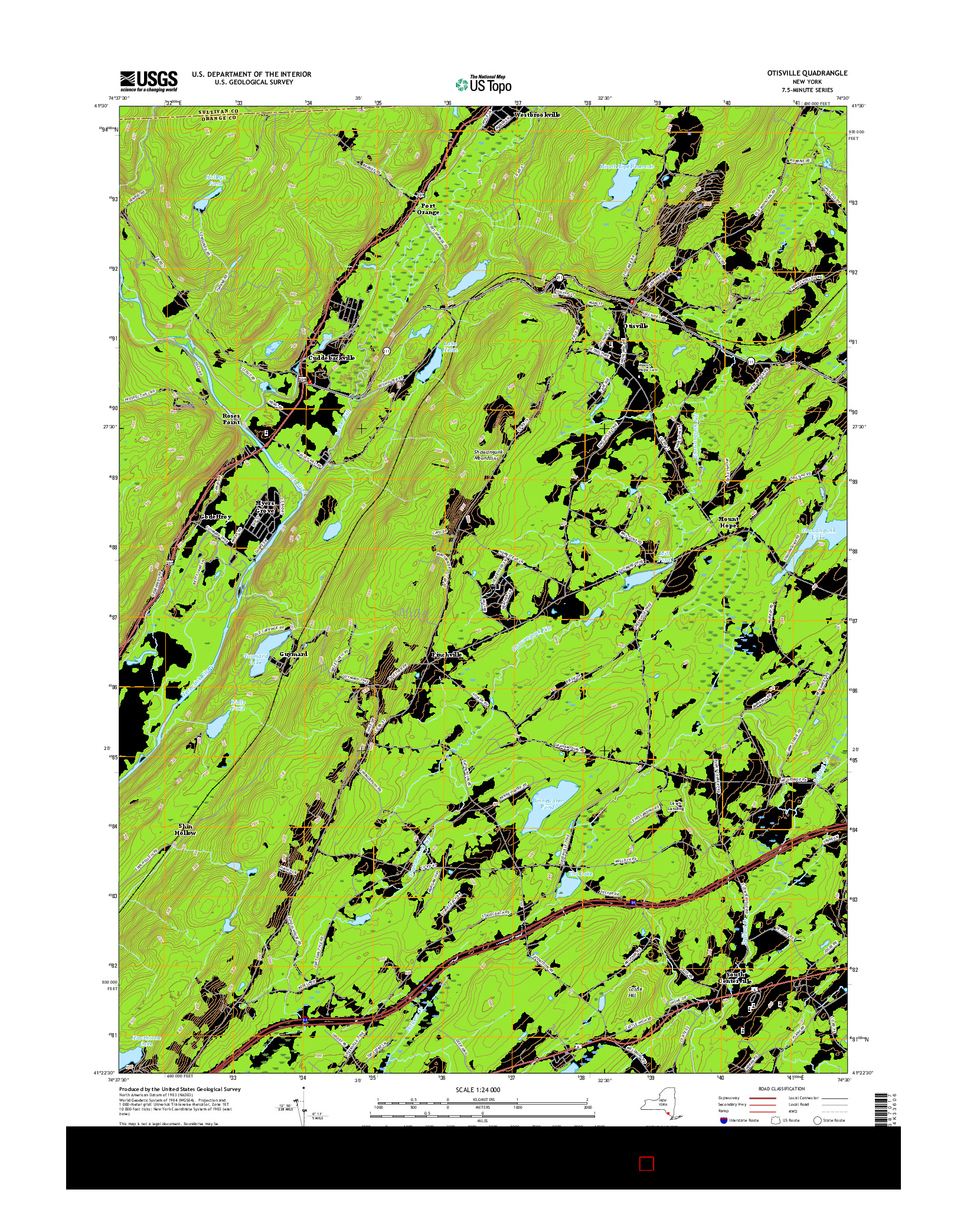 USGS US TOPO 7.5-MINUTE MAP FOR OTISVILLE, NY 2016