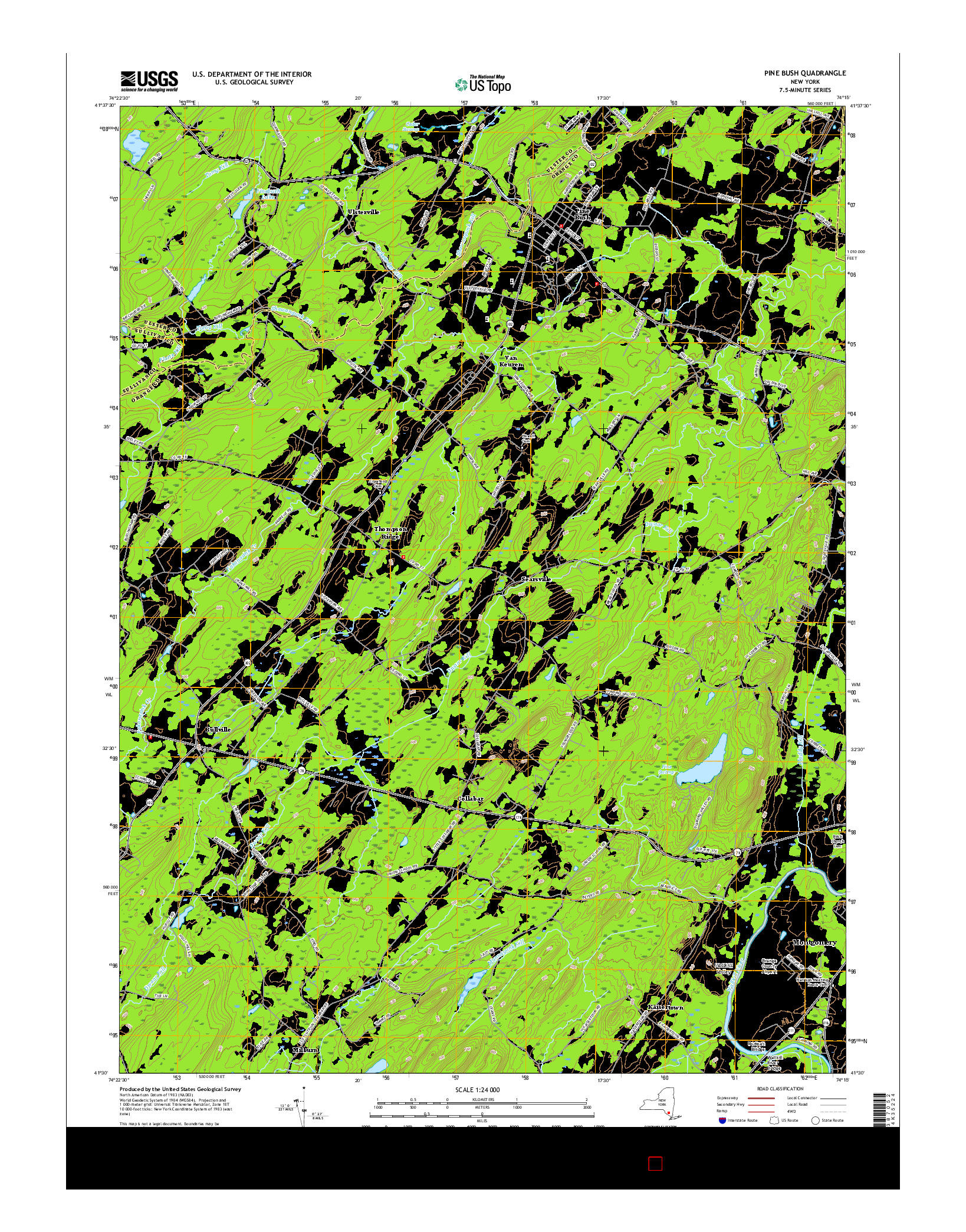 USGS US TOPO 7.5-MINUTE MAP FOR PINE BUSH, NY 2016