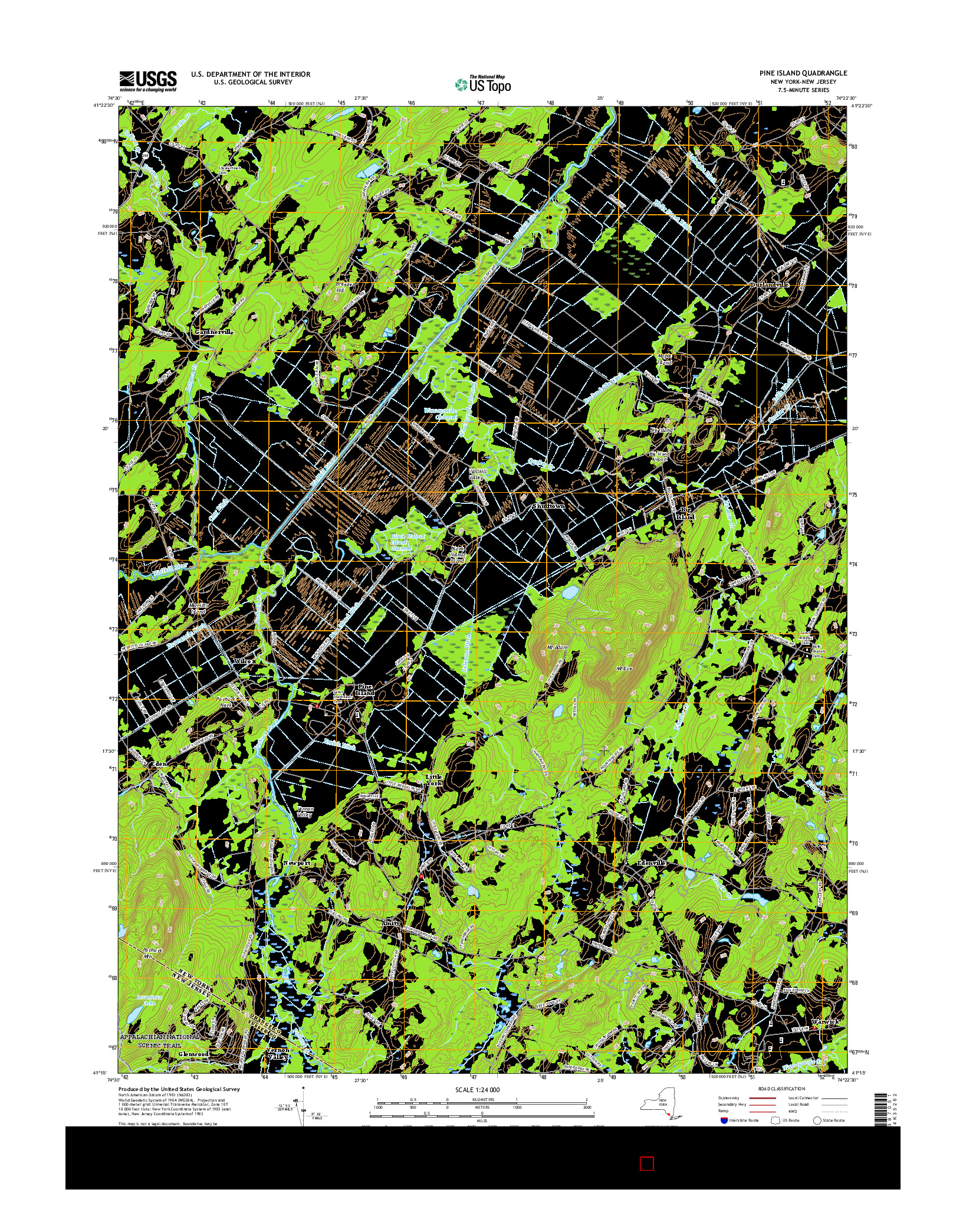 USGS US TOPO 7.5-MINUTE MAP FOR PINE ISLAND, NY-NJ 2016