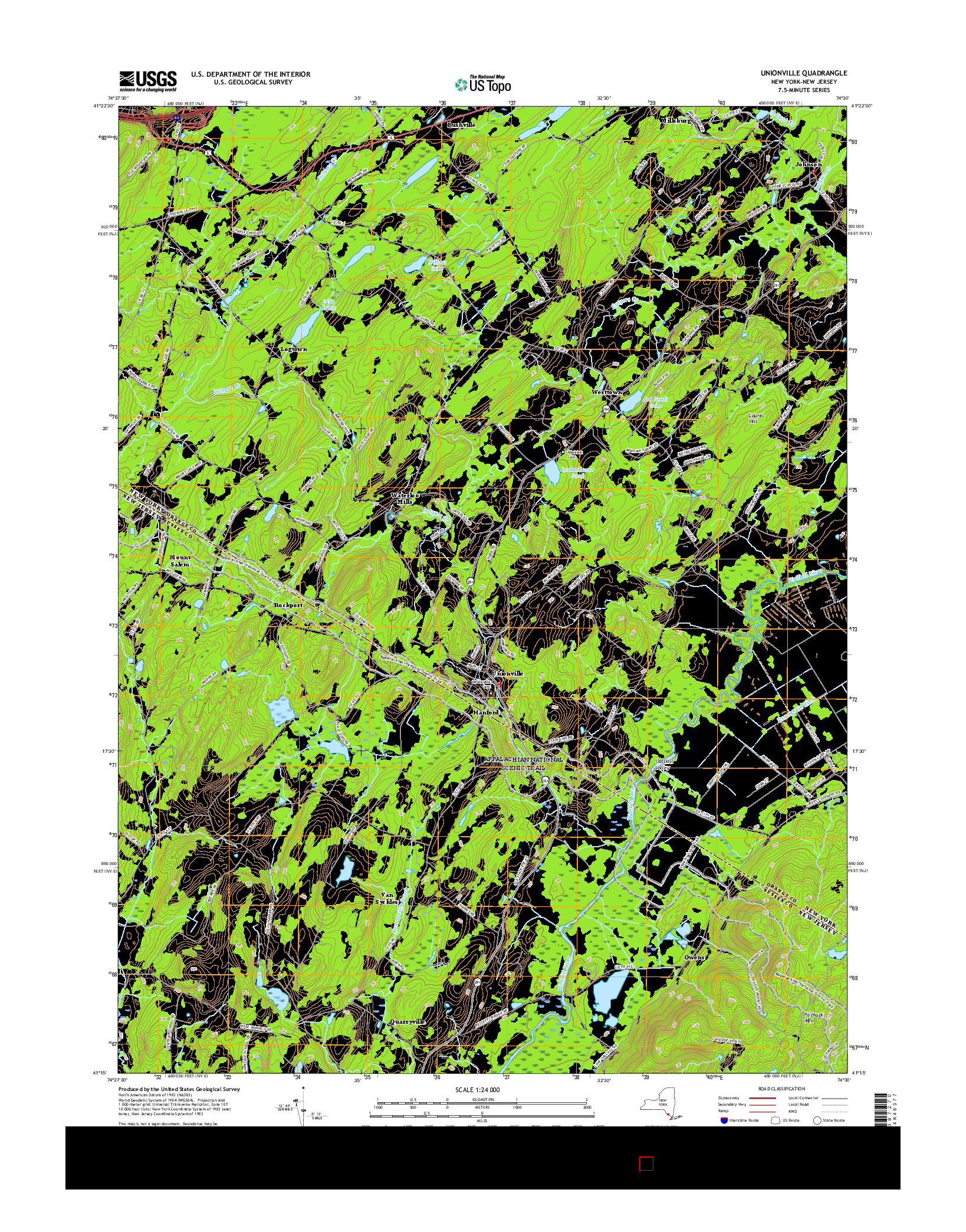 USGS US TOPO 7.5-MINUTE MAP FOR UNIONVILLE, NY-NJ 2016