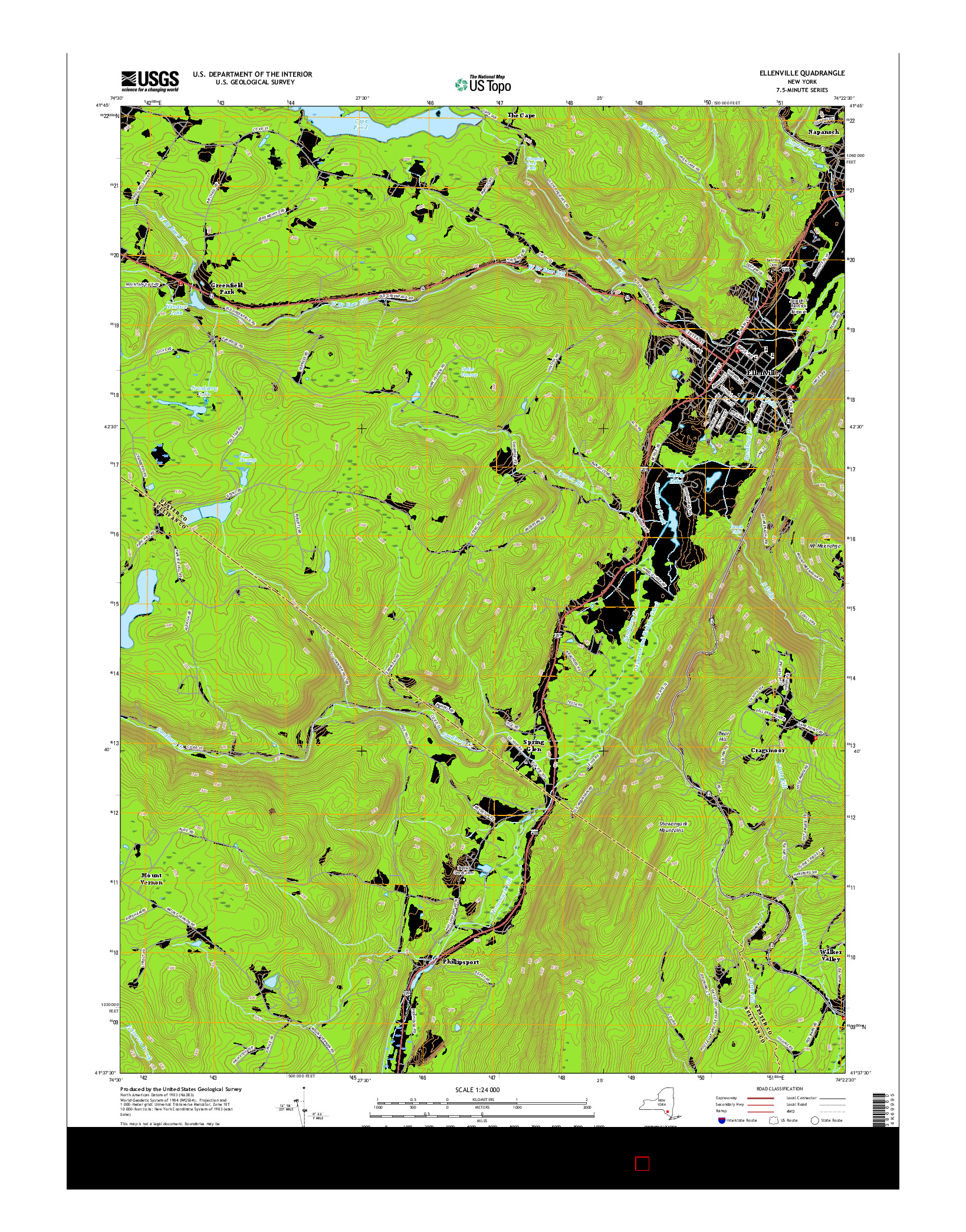 USGS US TOPO 7.5-MINUTE MAP FOR ELLENVILLE, NY 2016