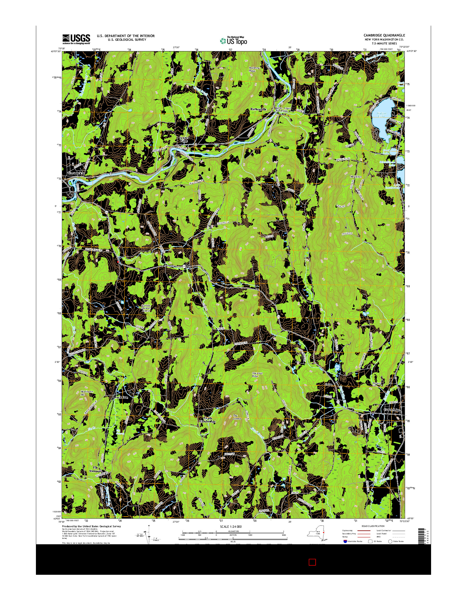 USGS US TOPO 7.5-MINUTE MAP FOR CAMBRIDGE, NY 2016