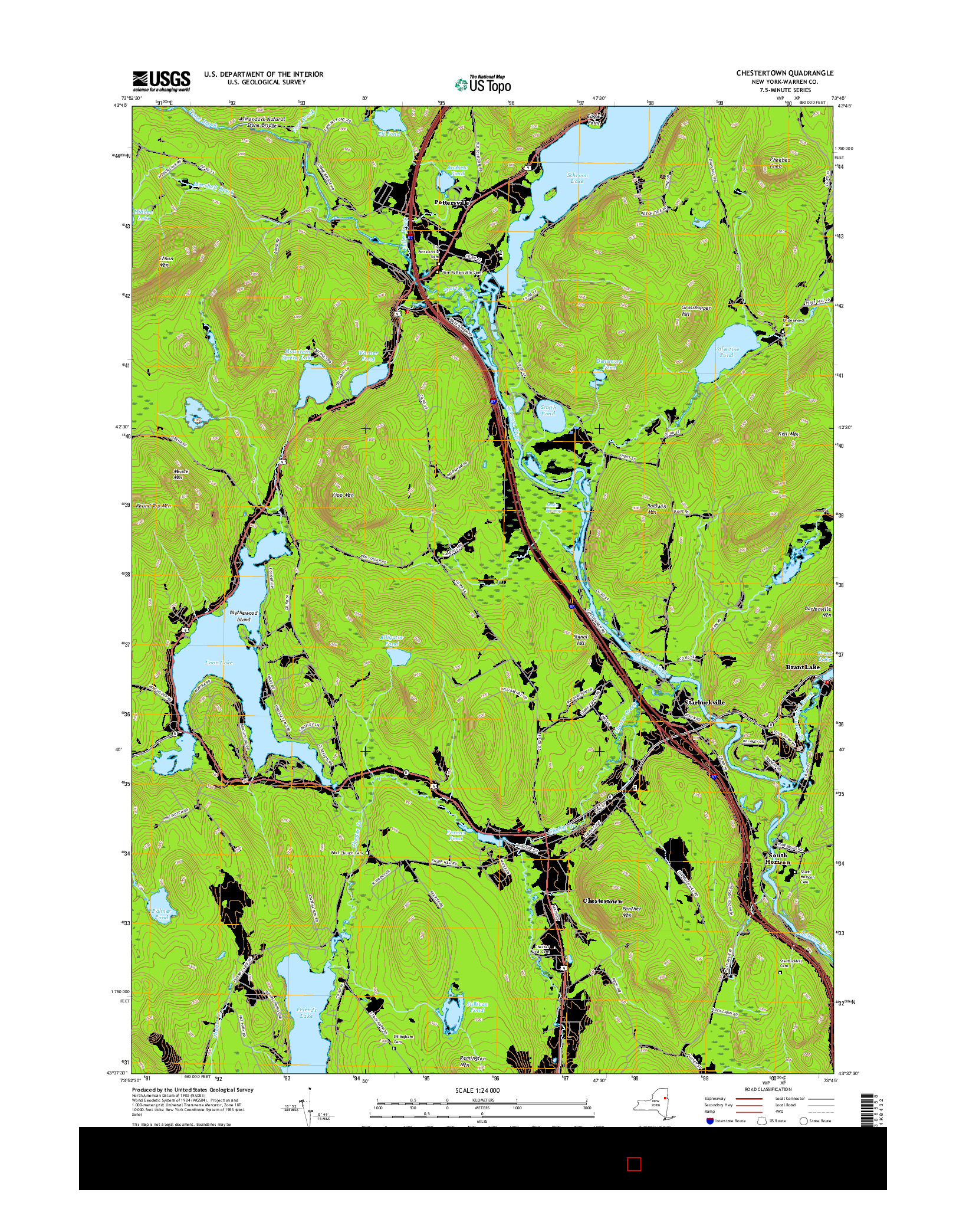 USGS US TOPO 7.5-MINUTE MAP FOR CHESTERTOWN, NY 2016