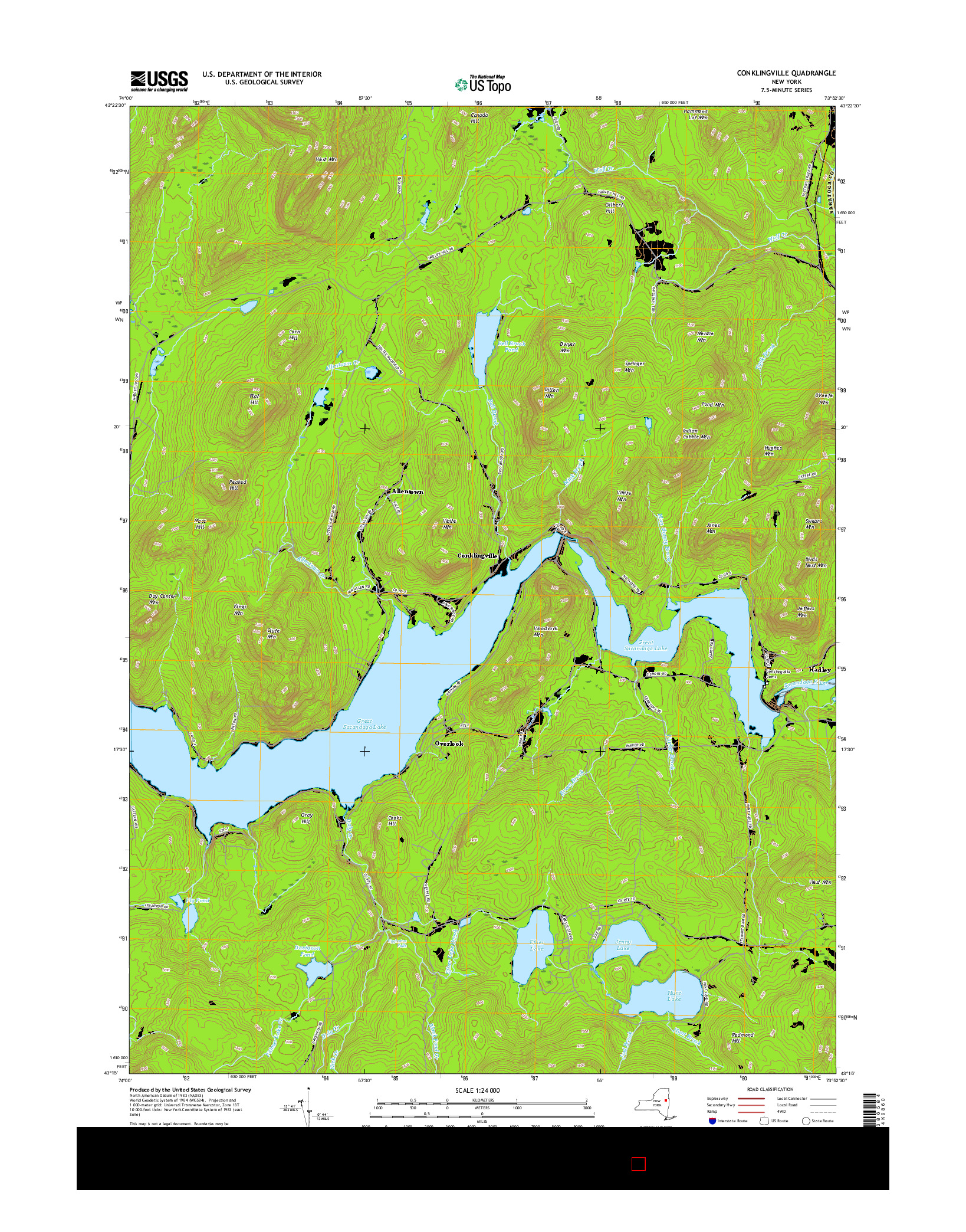 USGS US TOPO 7.5-MINUTE MAP FOR CONKLINGVILLE, NY 2016