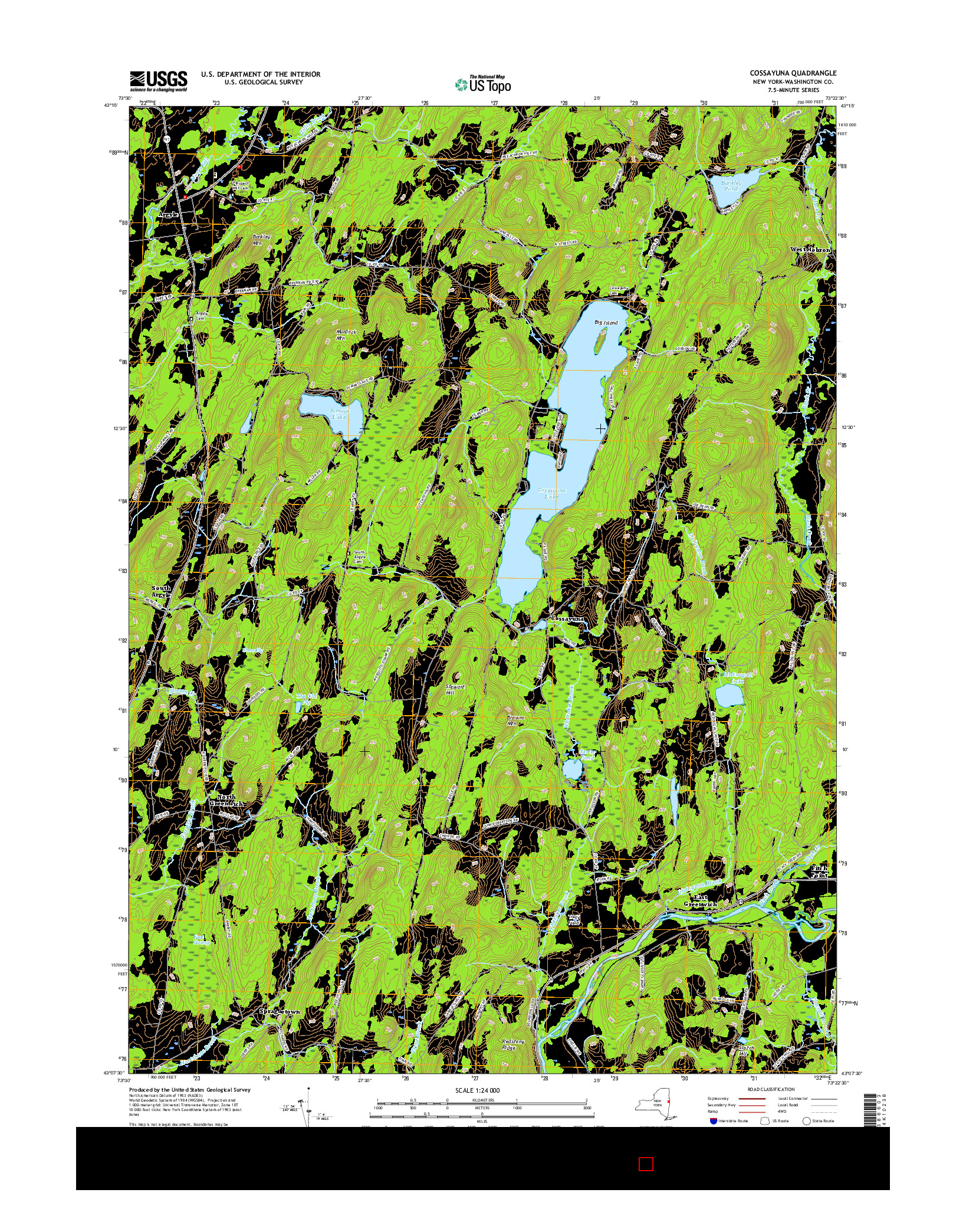 USGS US TOPO 7.5-MINUTE MAP FOR COSSAYUNA, NY 2016