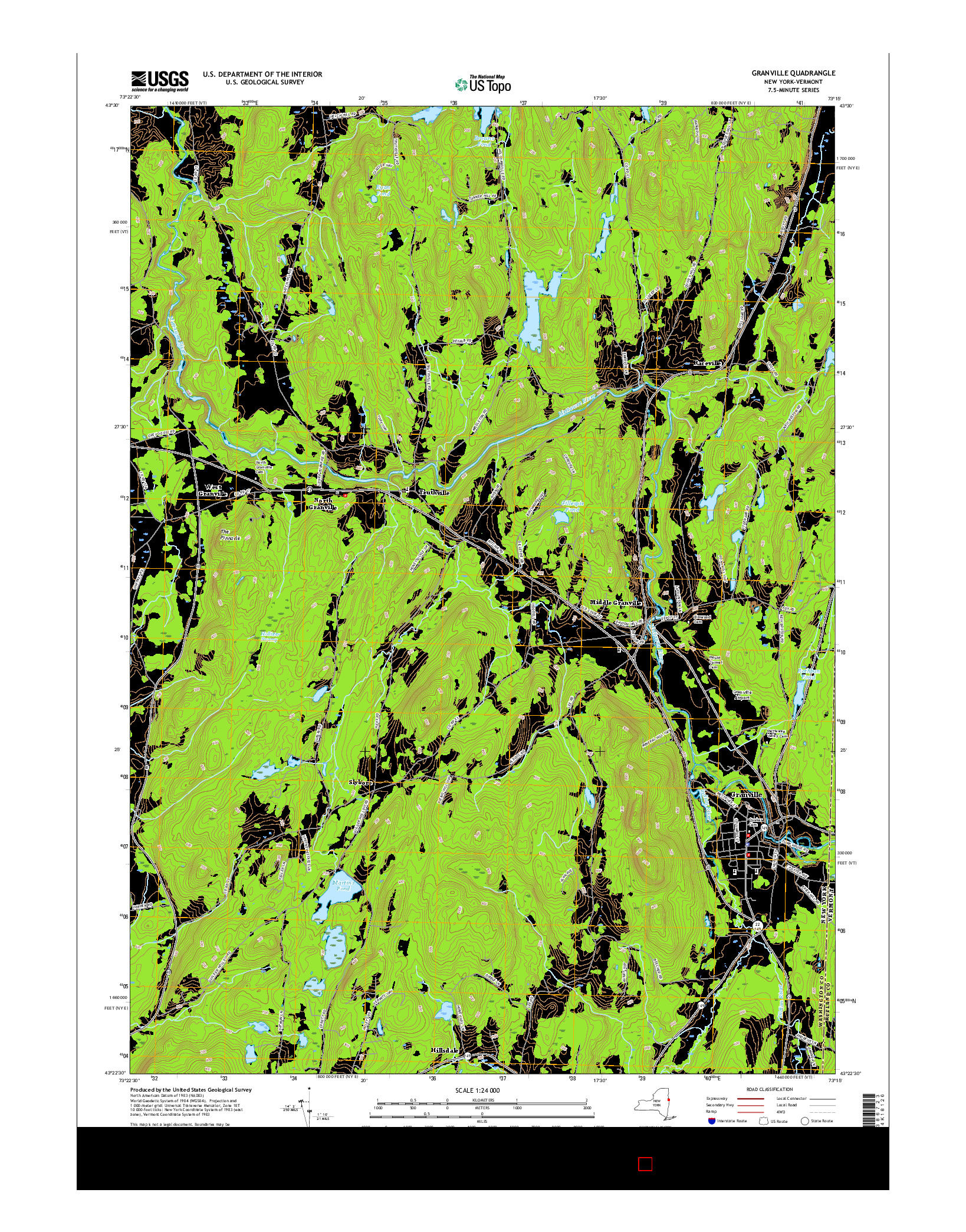 USGS US TOPO 7.5-MINUTE MAP FOR GRANVILLE, NY-VT 2016