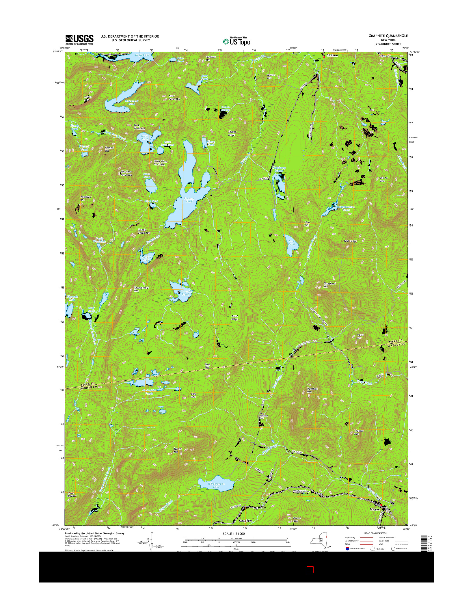 USGS US TOPO 7.5-MINUTE MAP FOR GRAPHITE, NY 2016