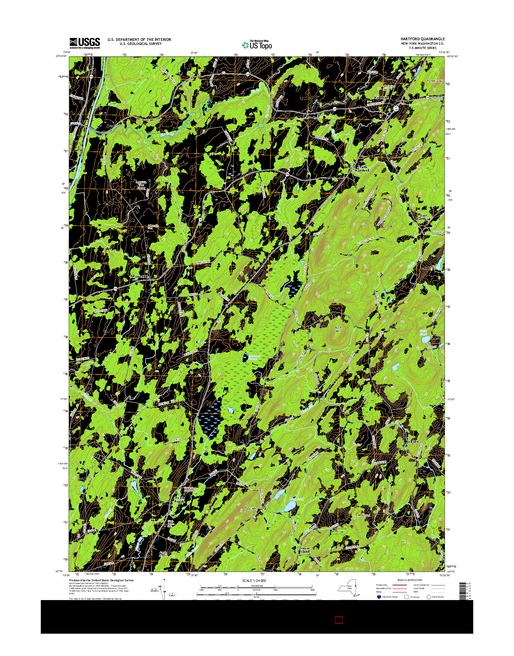 USGS US TOPO 7.5-MINUTE MAP FOR HARTFORD, NY 2016