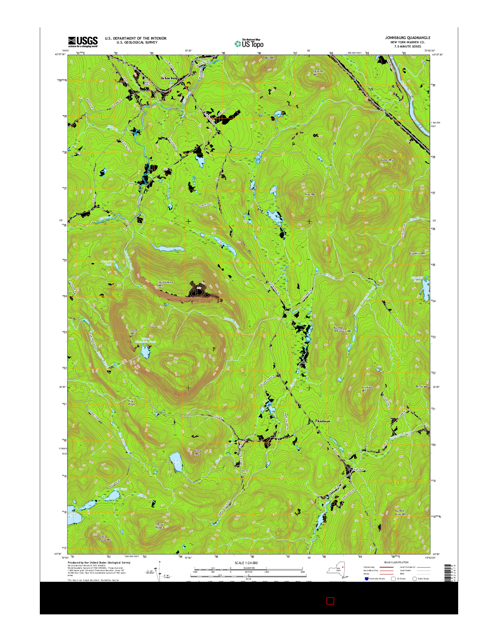 USGS US TOPO 7.5-MINUTE MAP FOR JOHNSBURG, NY 2016