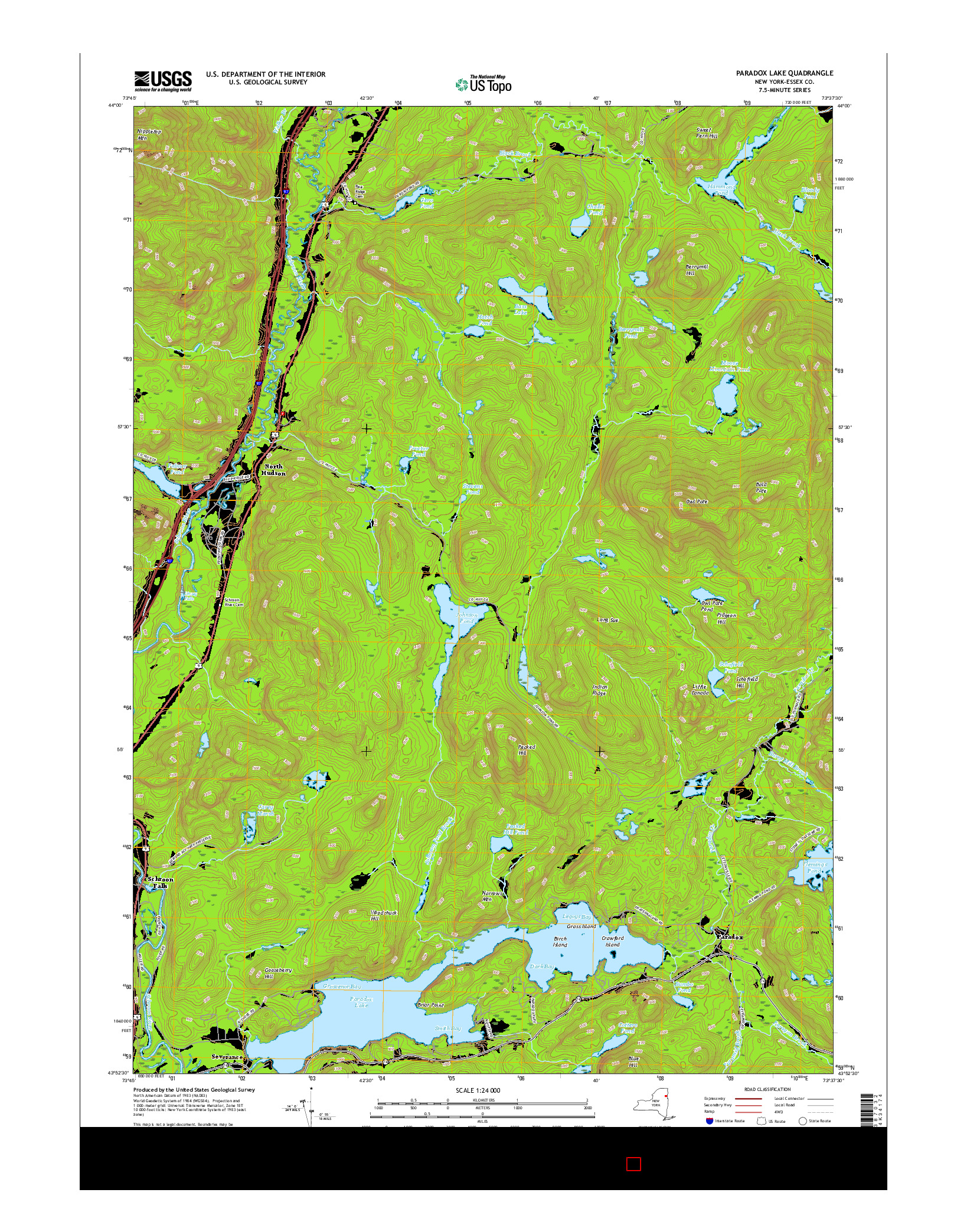 USGS US TOPO 7.5-MINUTE MAP FOR PARADOX LAKE, NY 2016