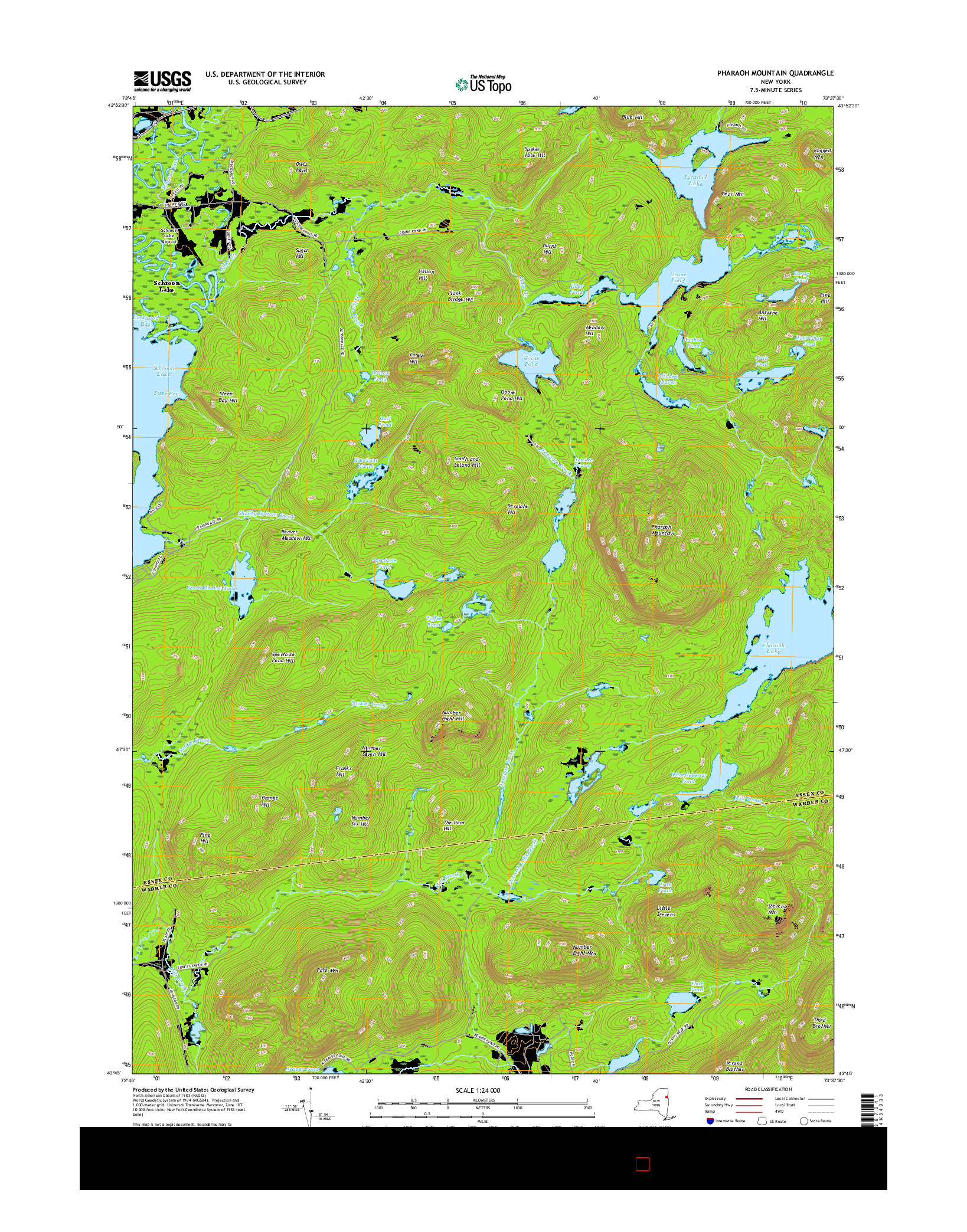 USGS US TOPO 7.5-MINUTE MAP FOR PHARAOH MOUNTAIN, NY 2016