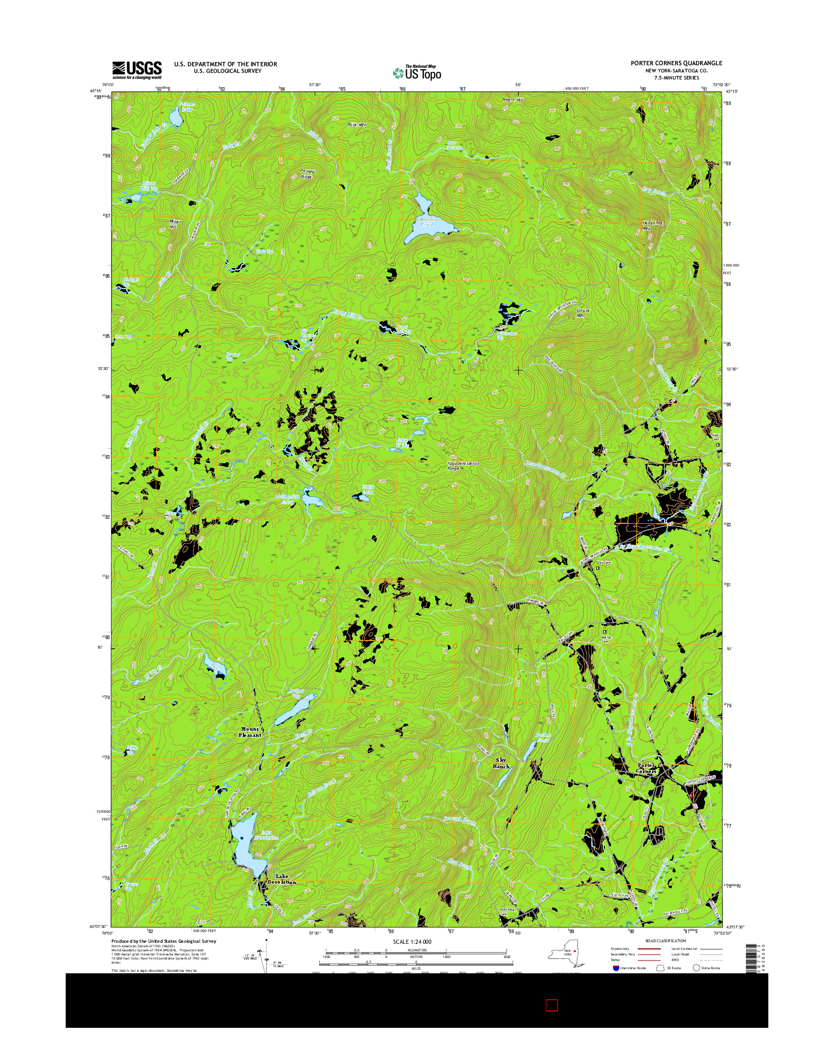 USGS US TOPO 7.5-MINUTE MAP FOR PORTER CORNERS, NY 2016