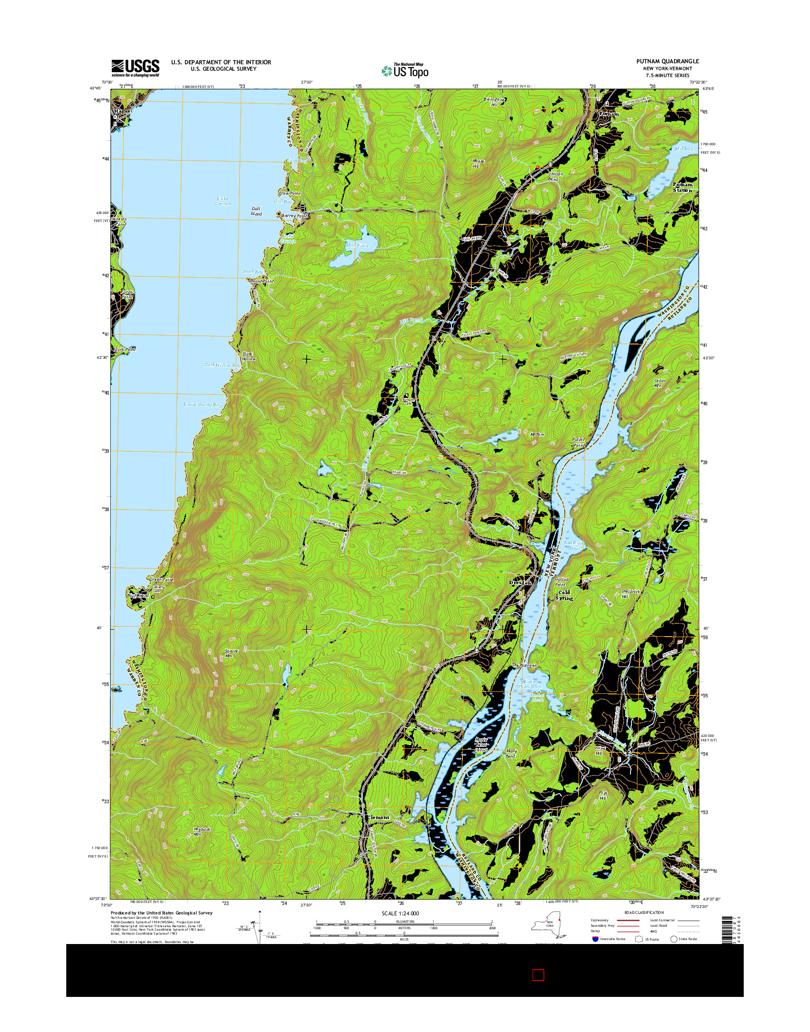USGS US TOPO 7.5-MINUTE MAP FOR PUTNAM, NY-VT 2016