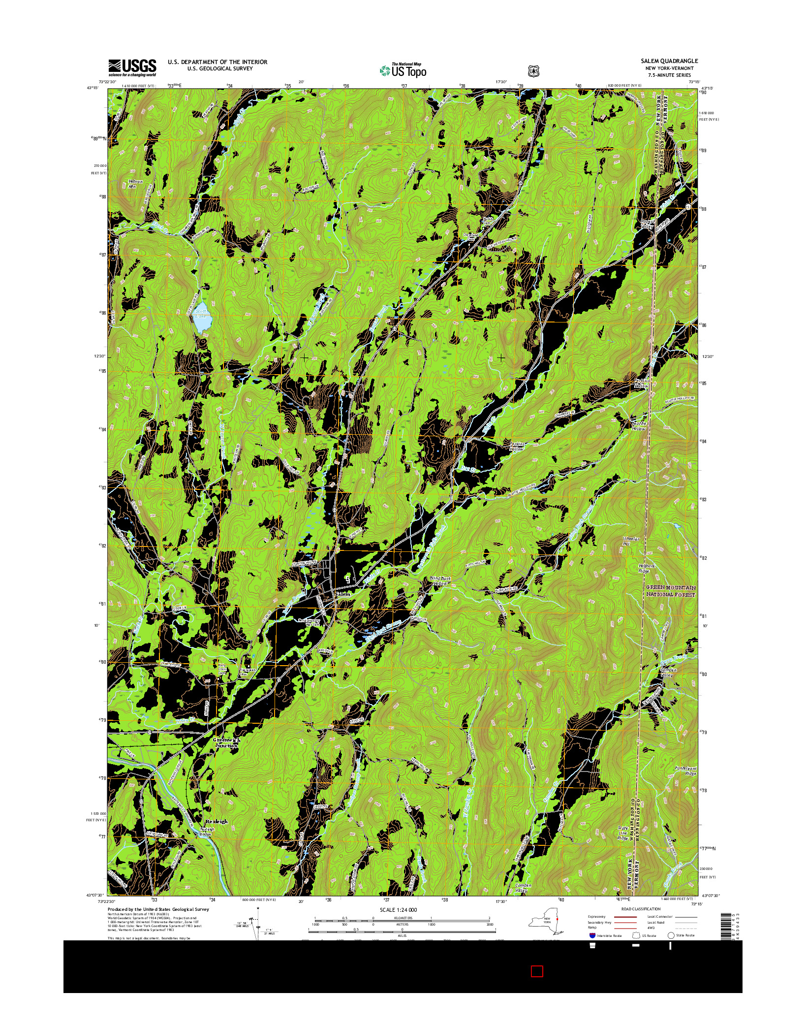 USGS US TOPO 7.5-MINUTE MAP FOR SALEM, NY-VT 2016