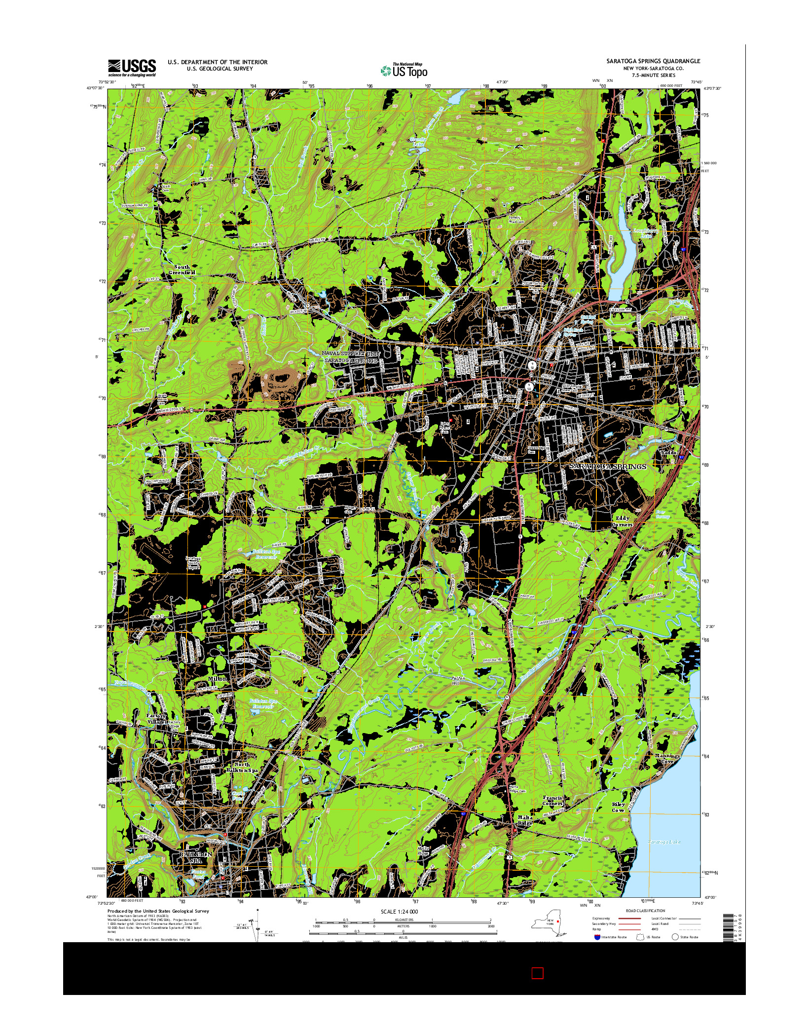 USGS US TOPO 7.5-MINUTE MAP FOR SARATOGA SPRINGS, NY 2016