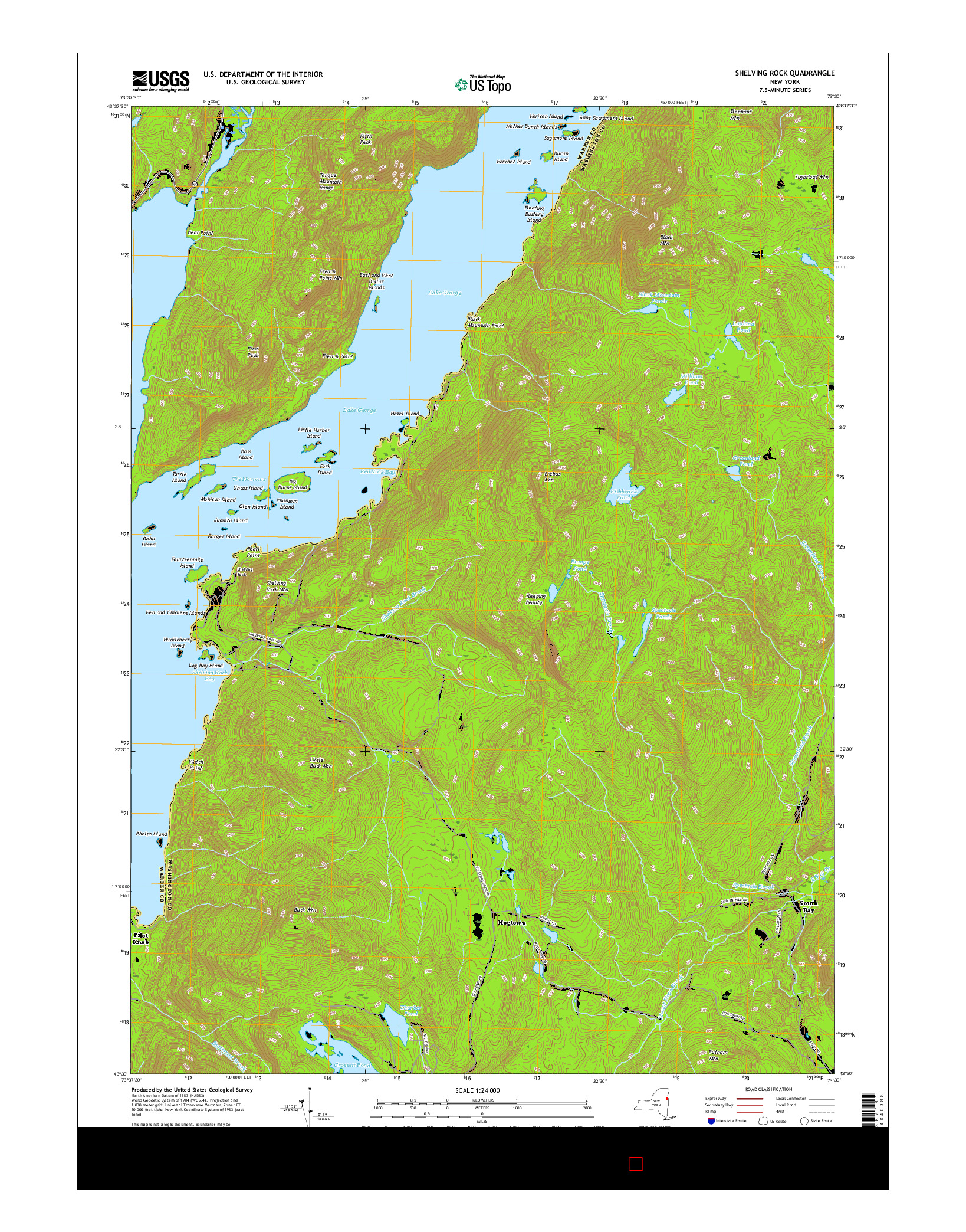 USGS US TOPO 7.5-MINUTE MAP FOR SHELVING ROCK, NY 2016