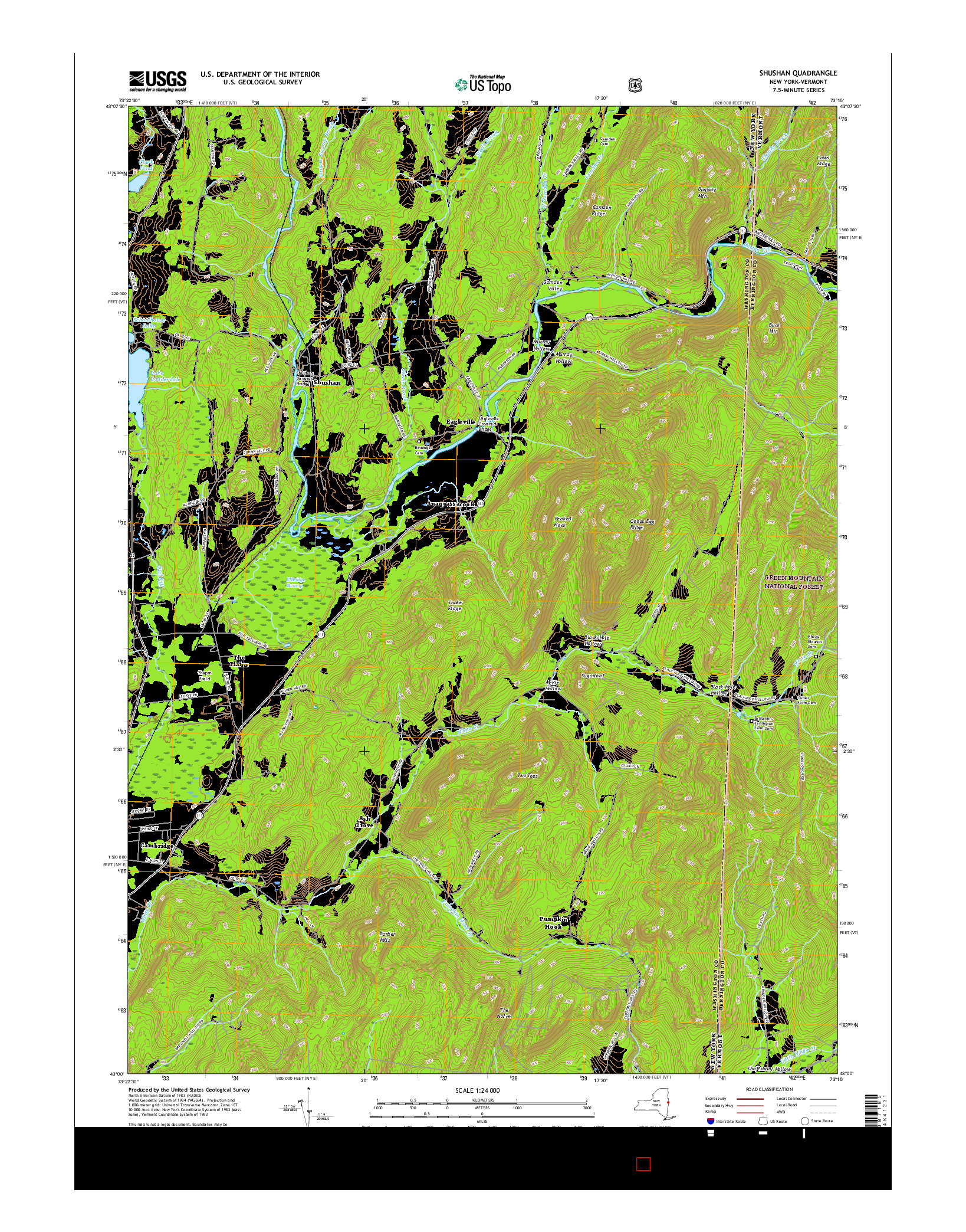 USGS US TOPO 7.5-MINUTE MAP FOR SHUSHAN, NY-VT 2016