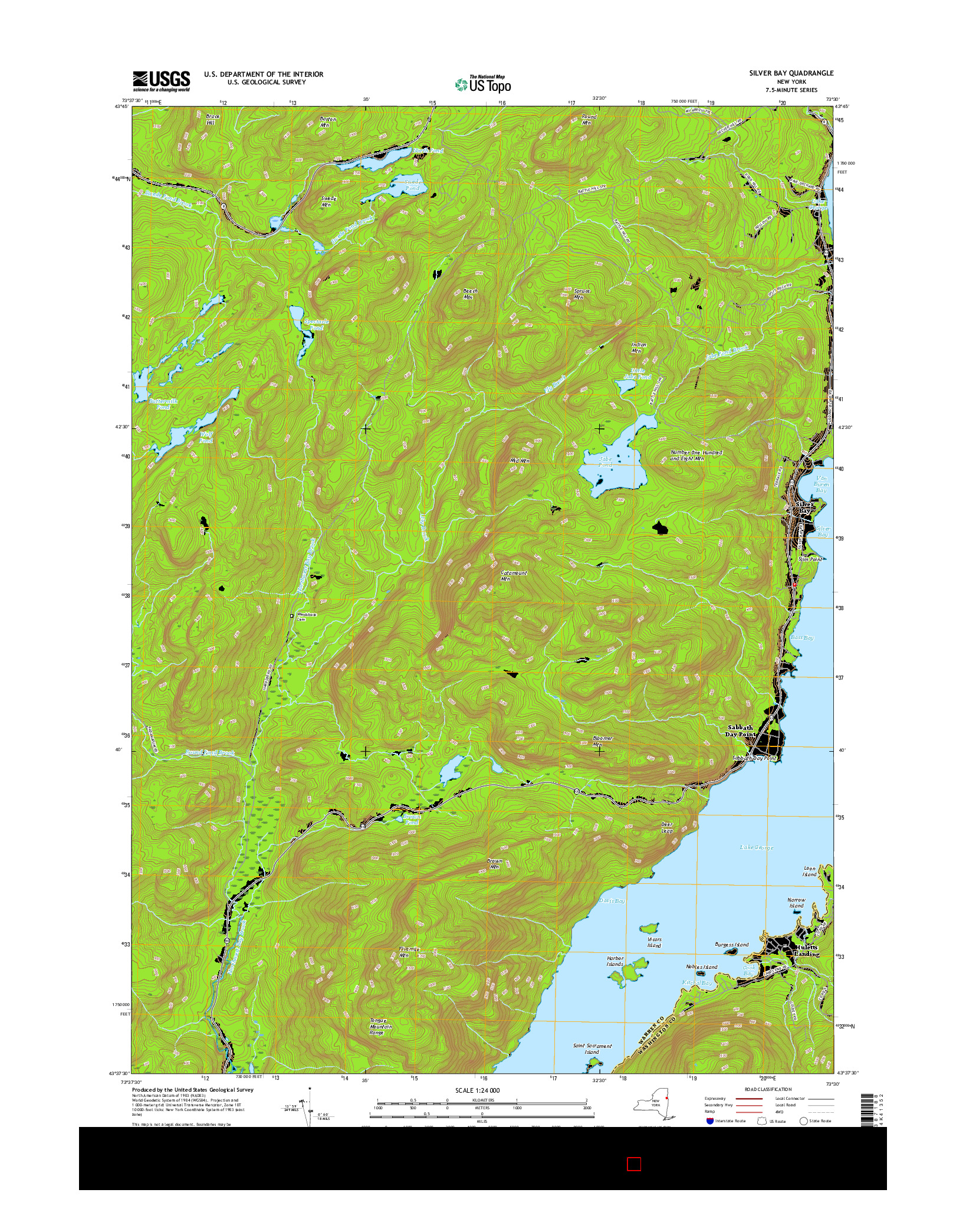 USGS US TOPO 7.5-MINUTE MAP FOR SILVER BAY, NY 2016