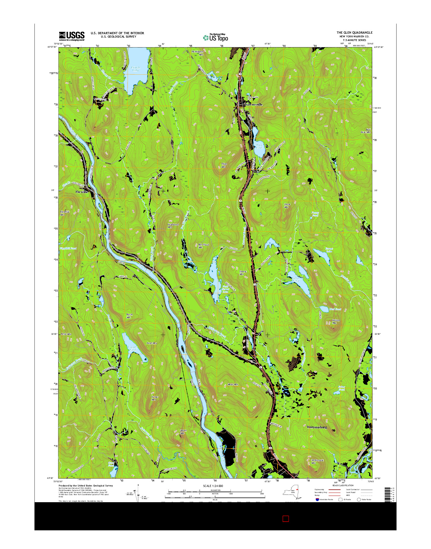 USGS US TOPO 7.5-MINUTE MAP FOR THE GLEN, NY 2016