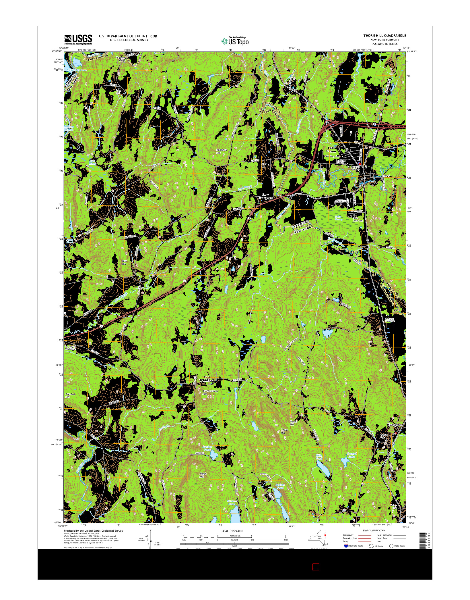 USGS US TOPO 7.5-MINUTE MAP FOR THORN HILL, NY-VT 2016