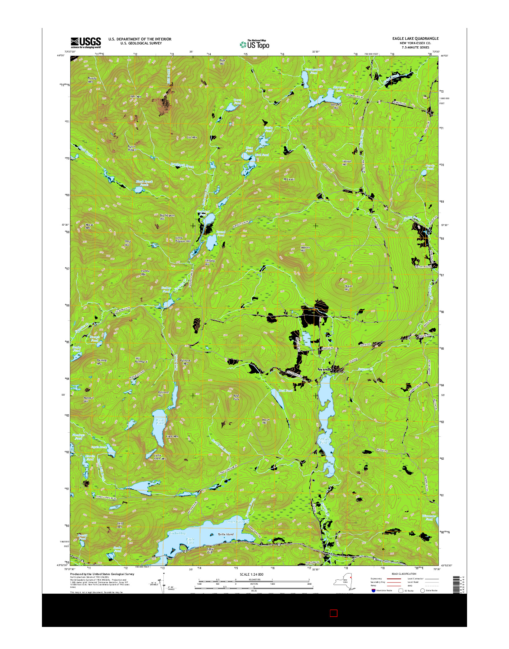 USGS US TOPO 7.5-MINUTE MAP FOR EAGLE LAKE, NY 2016