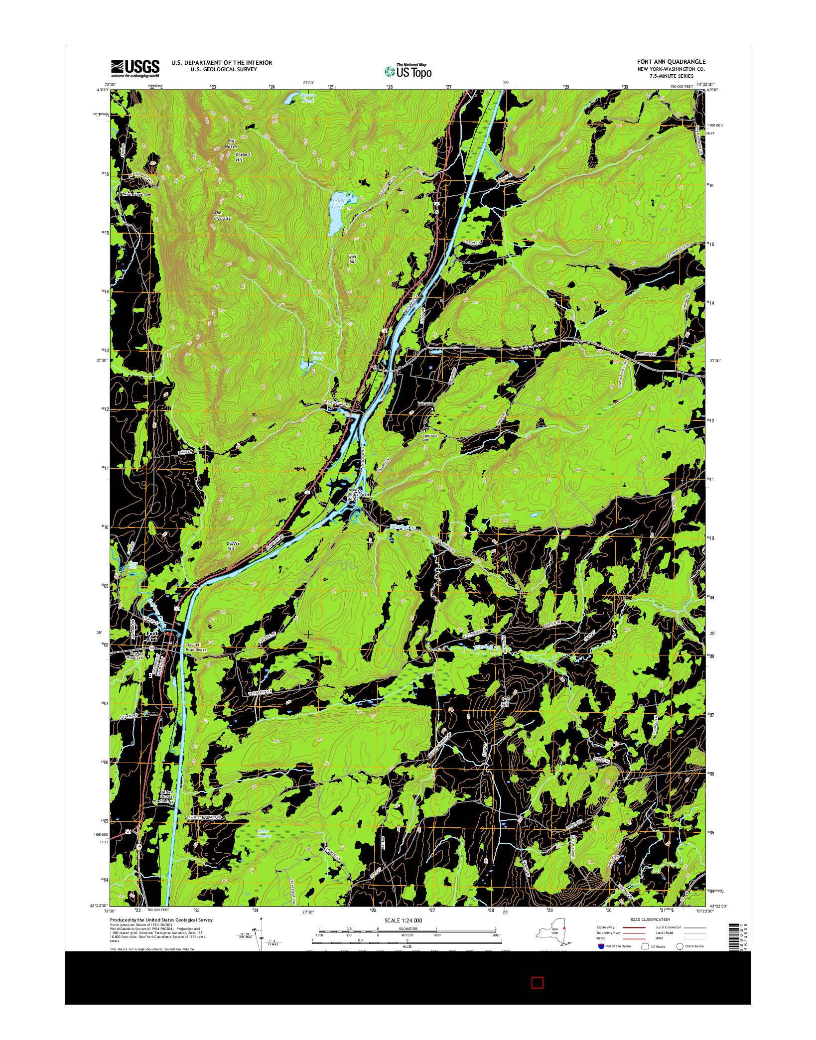 USGS US TOPO 7.5-MINUTE MAP FOR FORT ANN, NY 2016