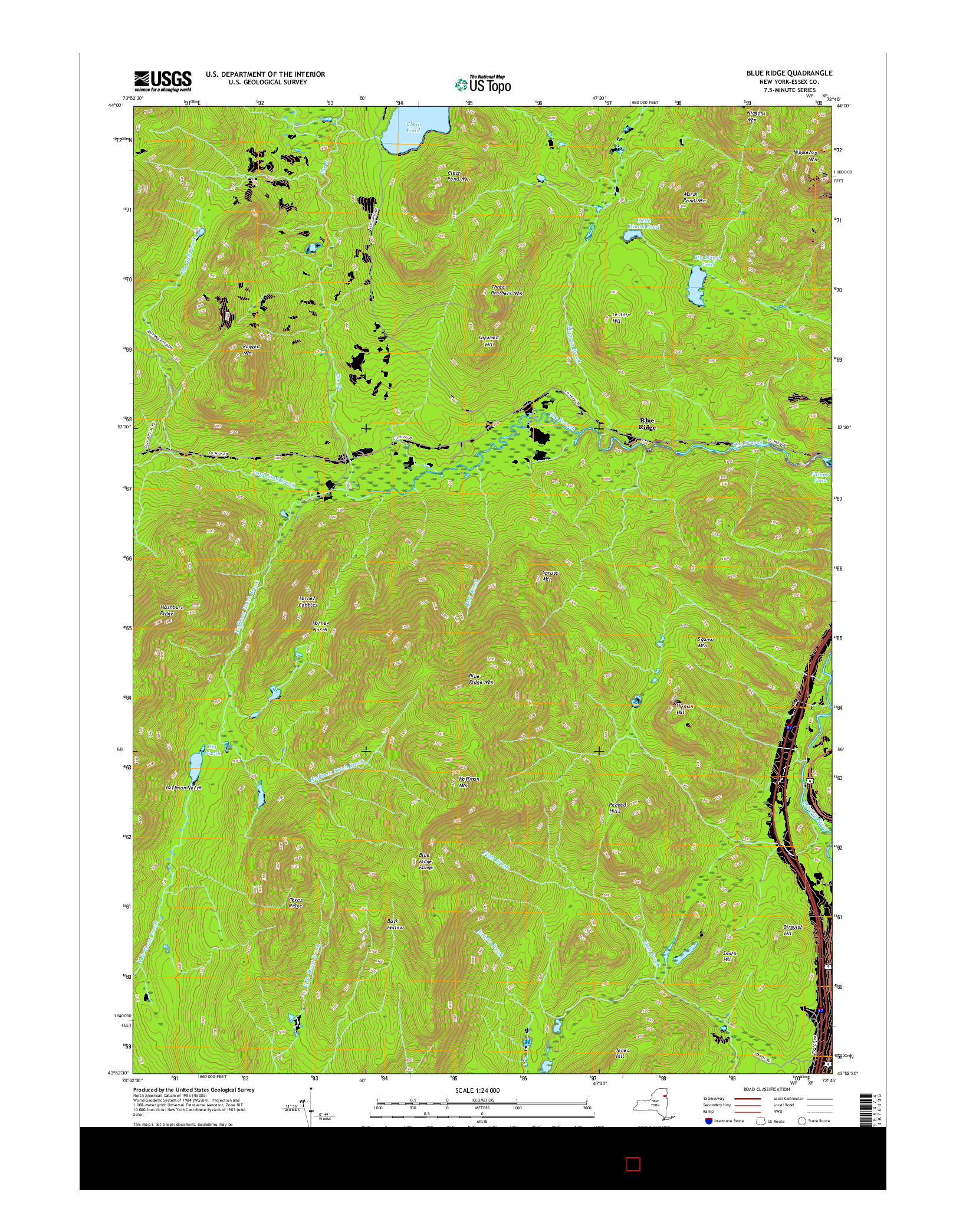 USGS US TOPO 7.5-MINUTE MAP FOR BLUE RIDGE, NY 2016
