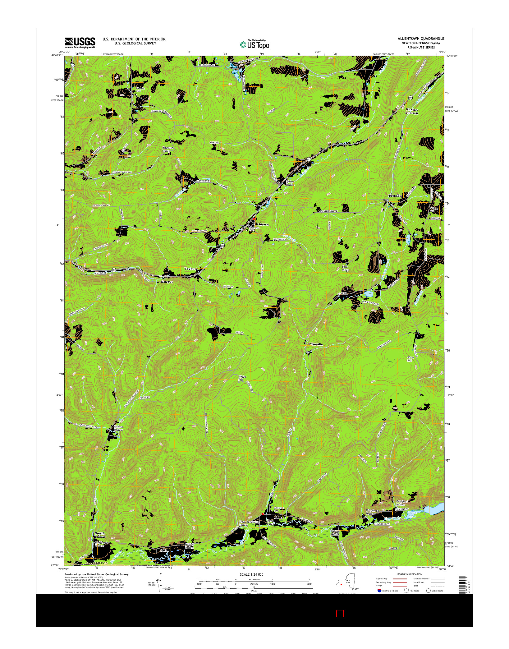 USGS US TOPO 7.5-MINUTE MAP FOR ALLENTOWN, NY-PA 2016