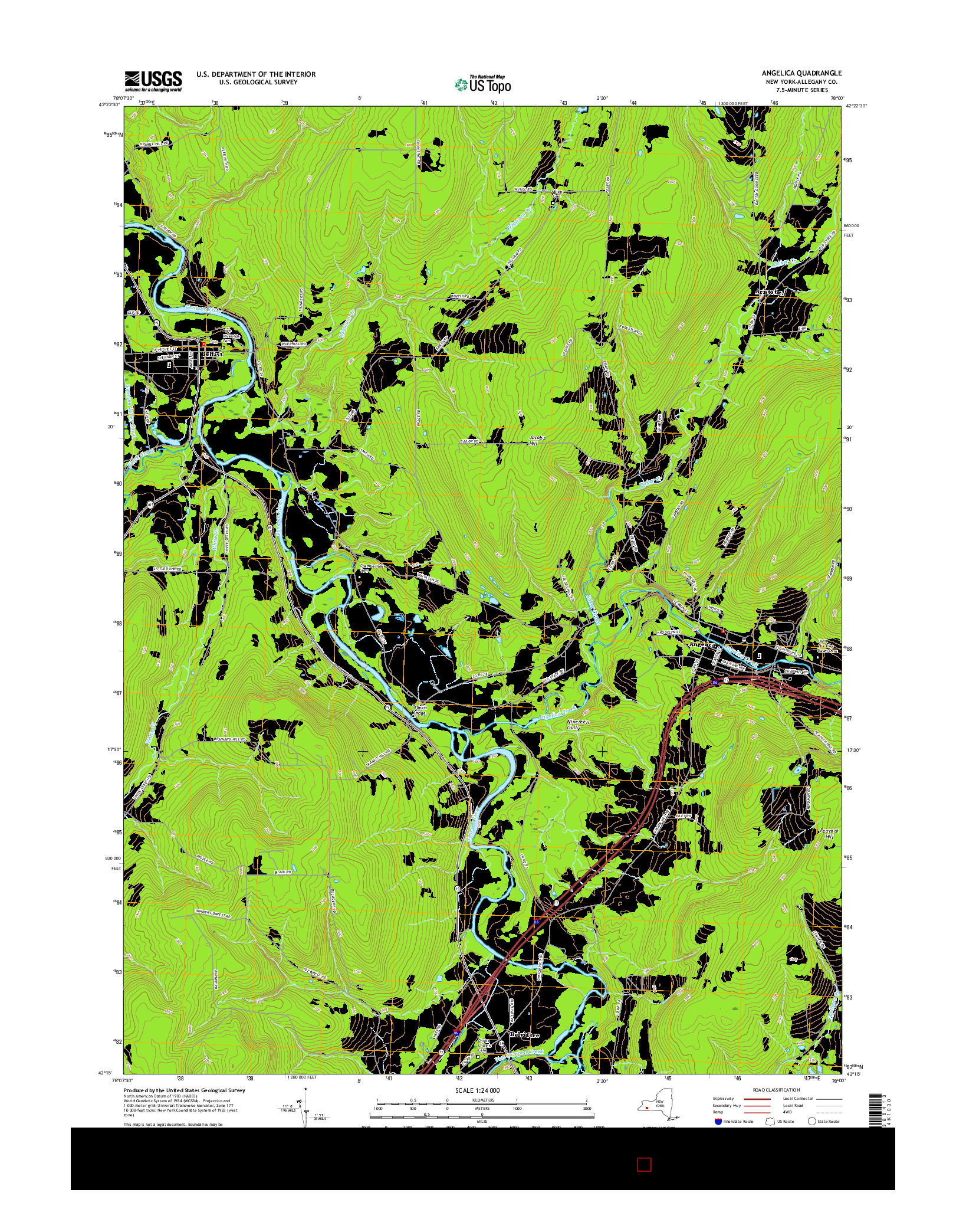 USGS US TOPO 7.5-MINUTE MAP FOR ANGELICA, NY 2016