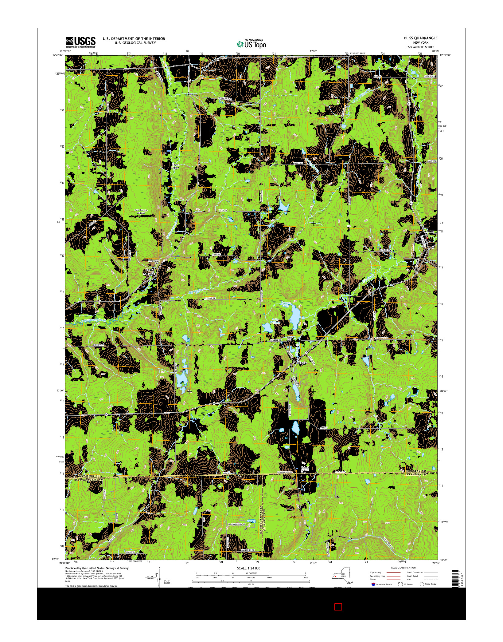 USGS US TOPO 7.5-MINUTE MAP FOR BLISS, NY 2016