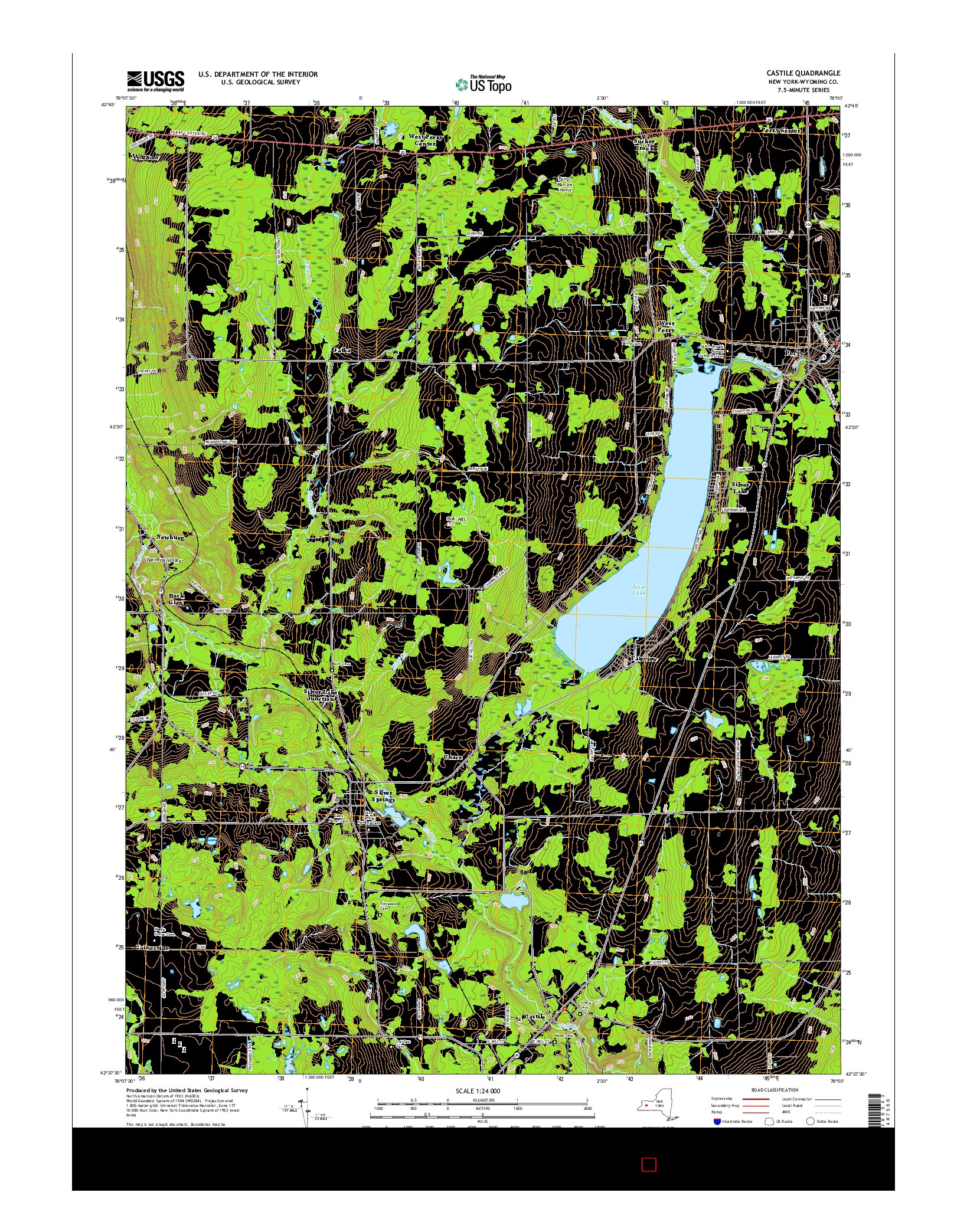 USGS US TOPO 7.5-MINUTE MAP FOR CASTILE, NY 2016