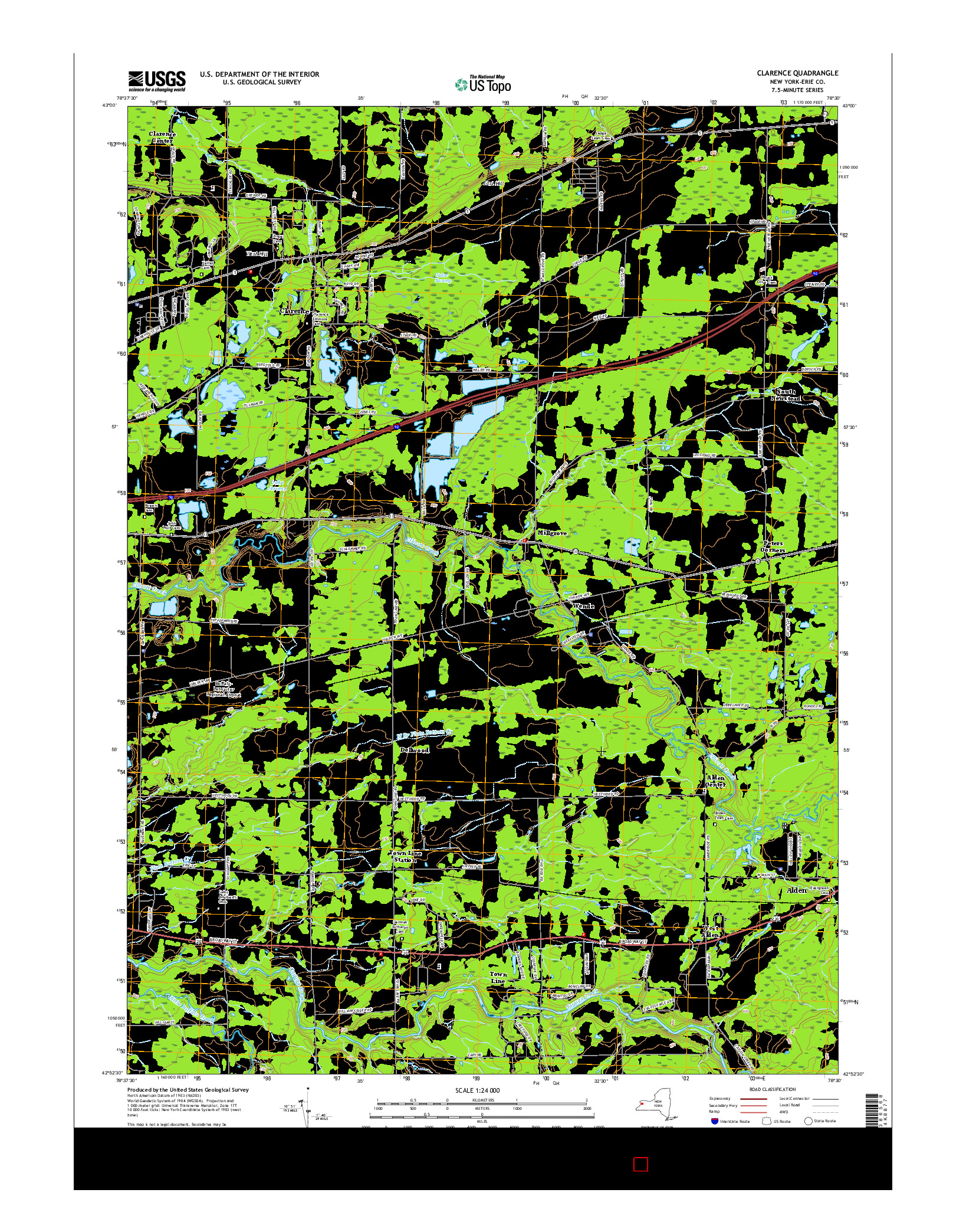 USGS US TOPO 7.5-MINUTE MAP FOR CLARENCE, NY 2016