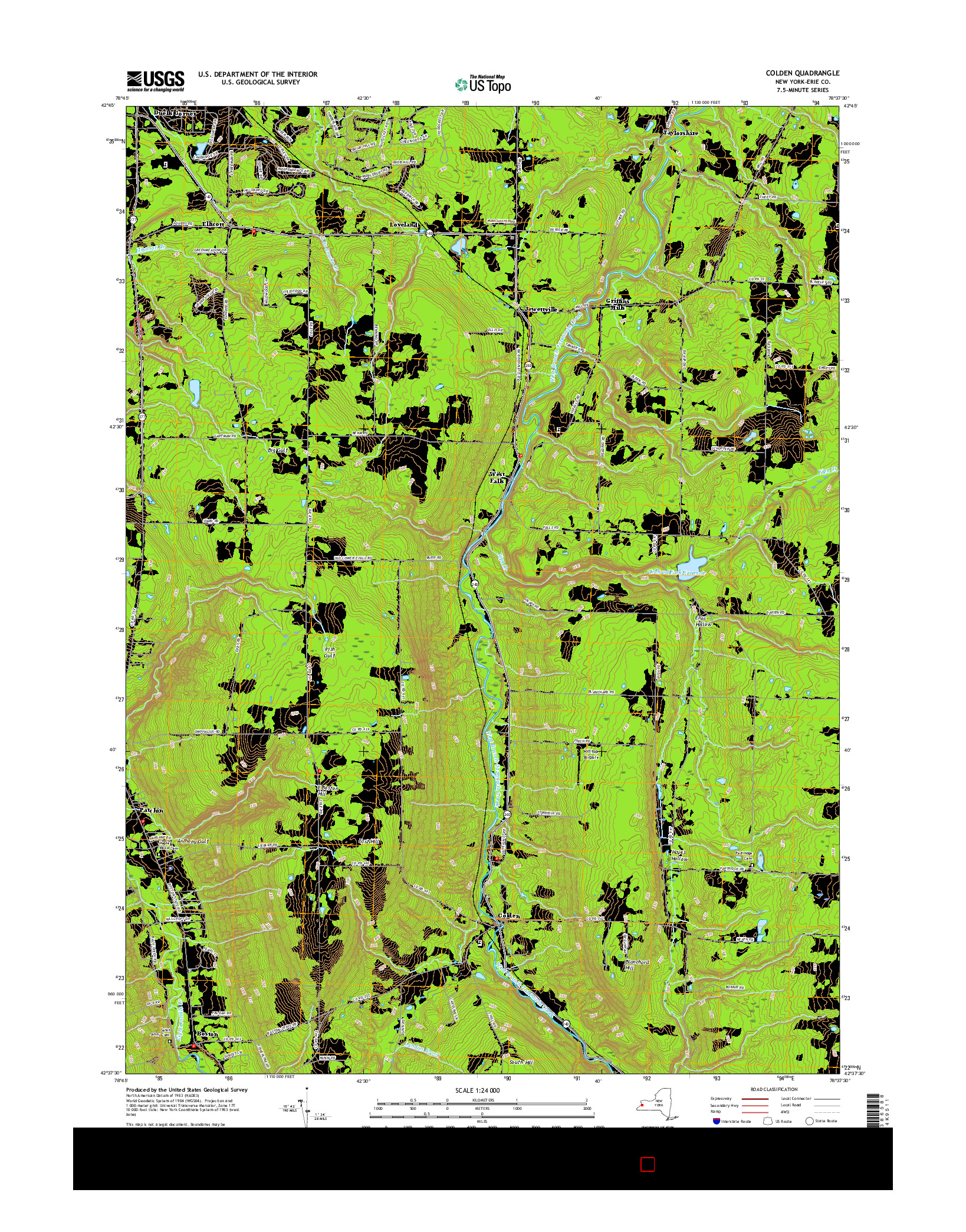 USGS US TOPO 7.5-MINUTE MAP FOR COLDEN, NY 2016