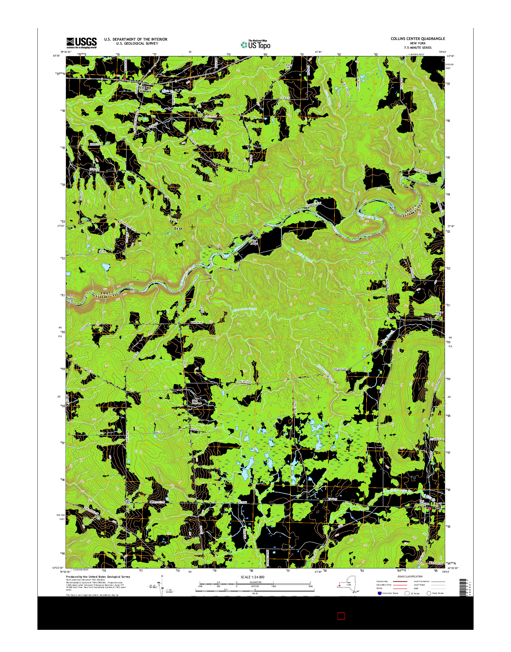 USGS US TOPO 7.5-MINUTE MAP FOR COLLINS CENTER, NY 2016