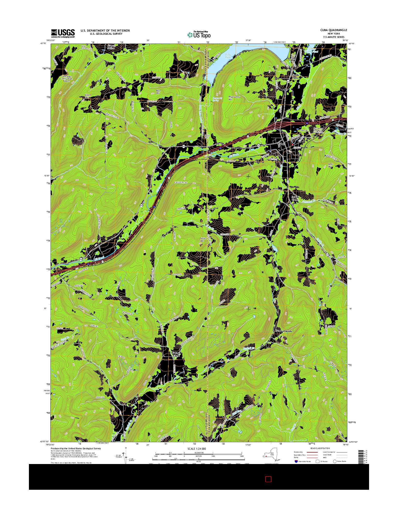 USGS US TOPO 7.5-MINUTE MAP FOR CUBA, NY 2016