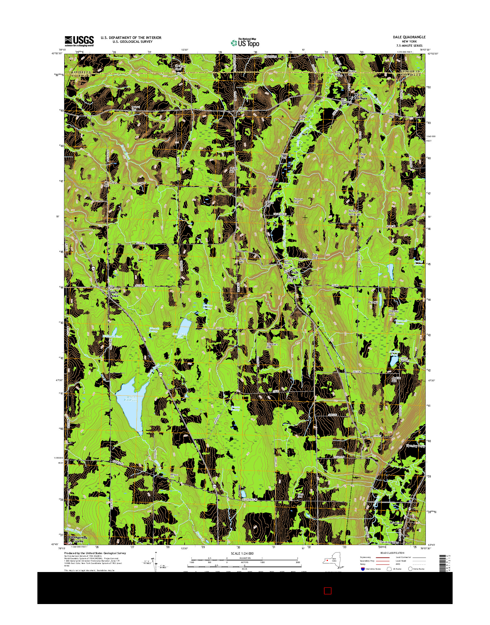 USGS US TOPO 7.5-MINUTE MAP FOR DALE, NY 2016