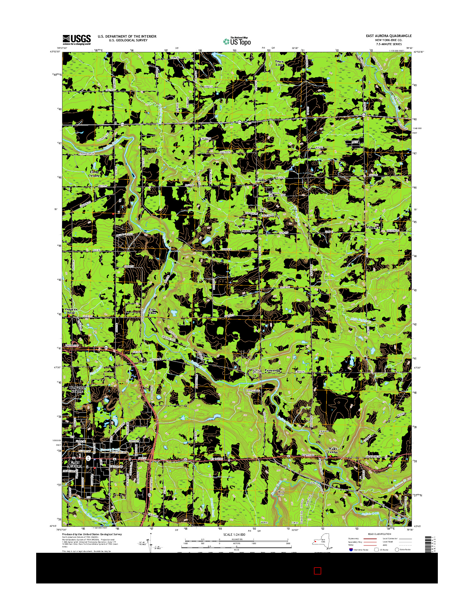 USGS US TOPO 7.5-MINUTE MAP FOR EAST AURORA, NY 2016