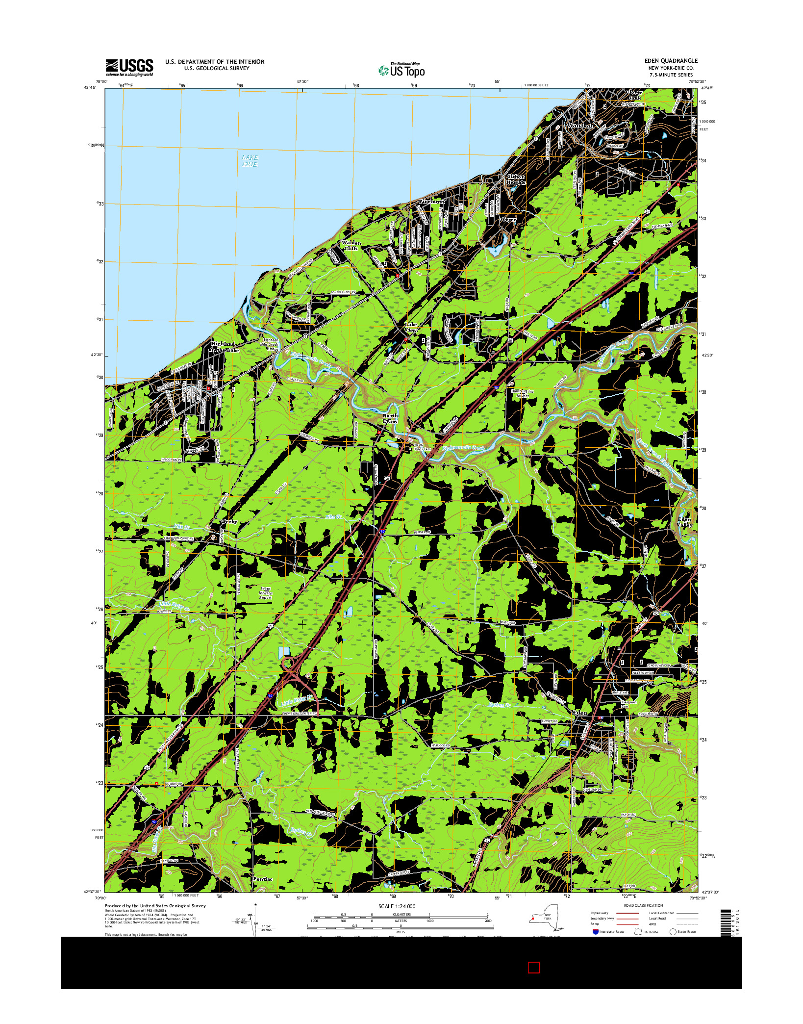 USGS US TOPO 7.5-MINUTE MAP FOR EDEN, NY 2016