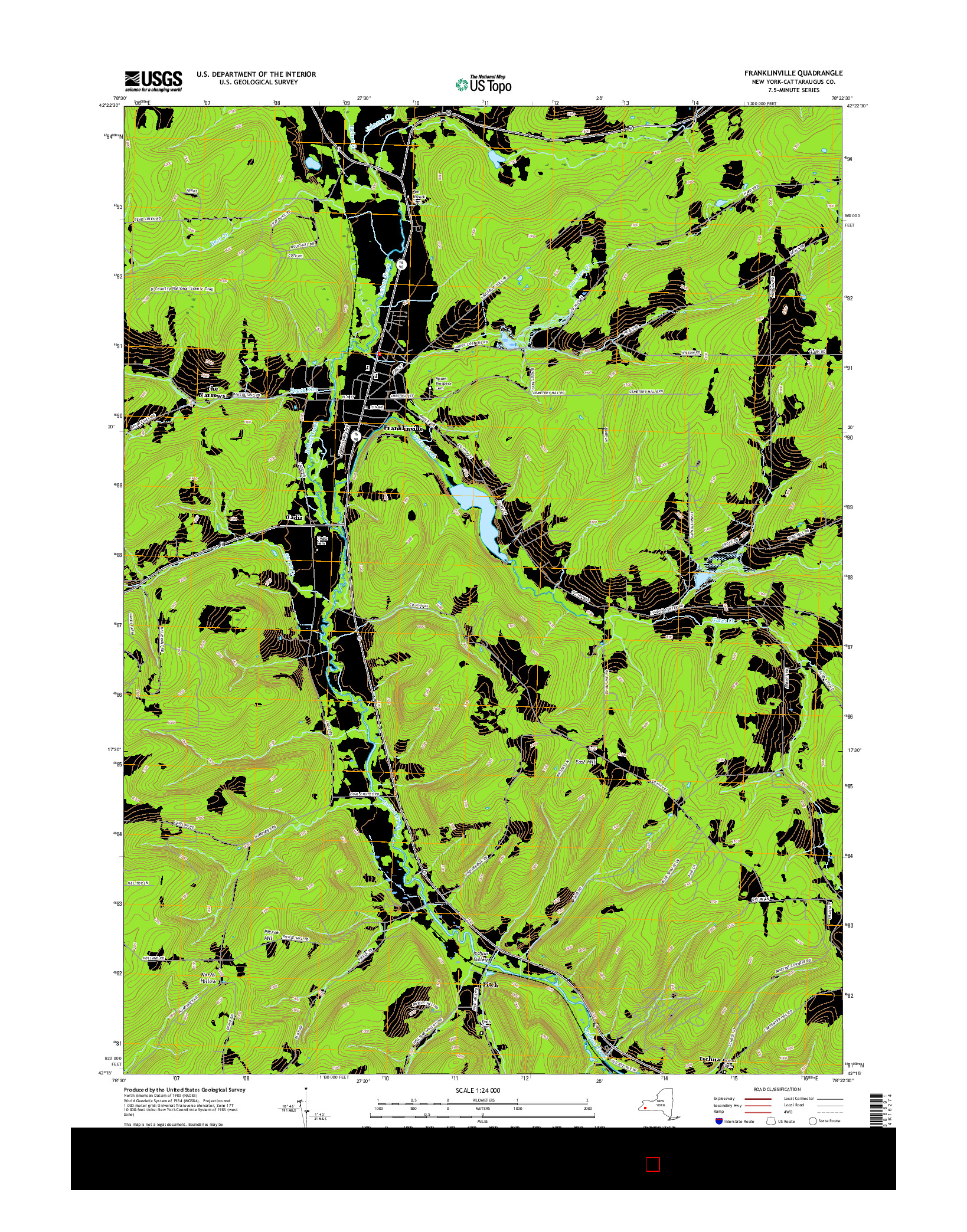 USGS US TOPO 7.5-MINUTE MAP FOR FRANKLINVILLE, NY 2016